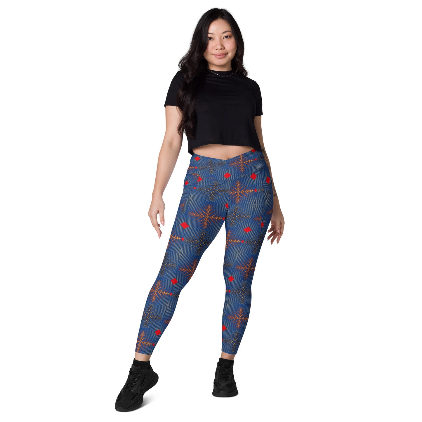 AfriBix Ankara High Waist Crossover leggings with pockets