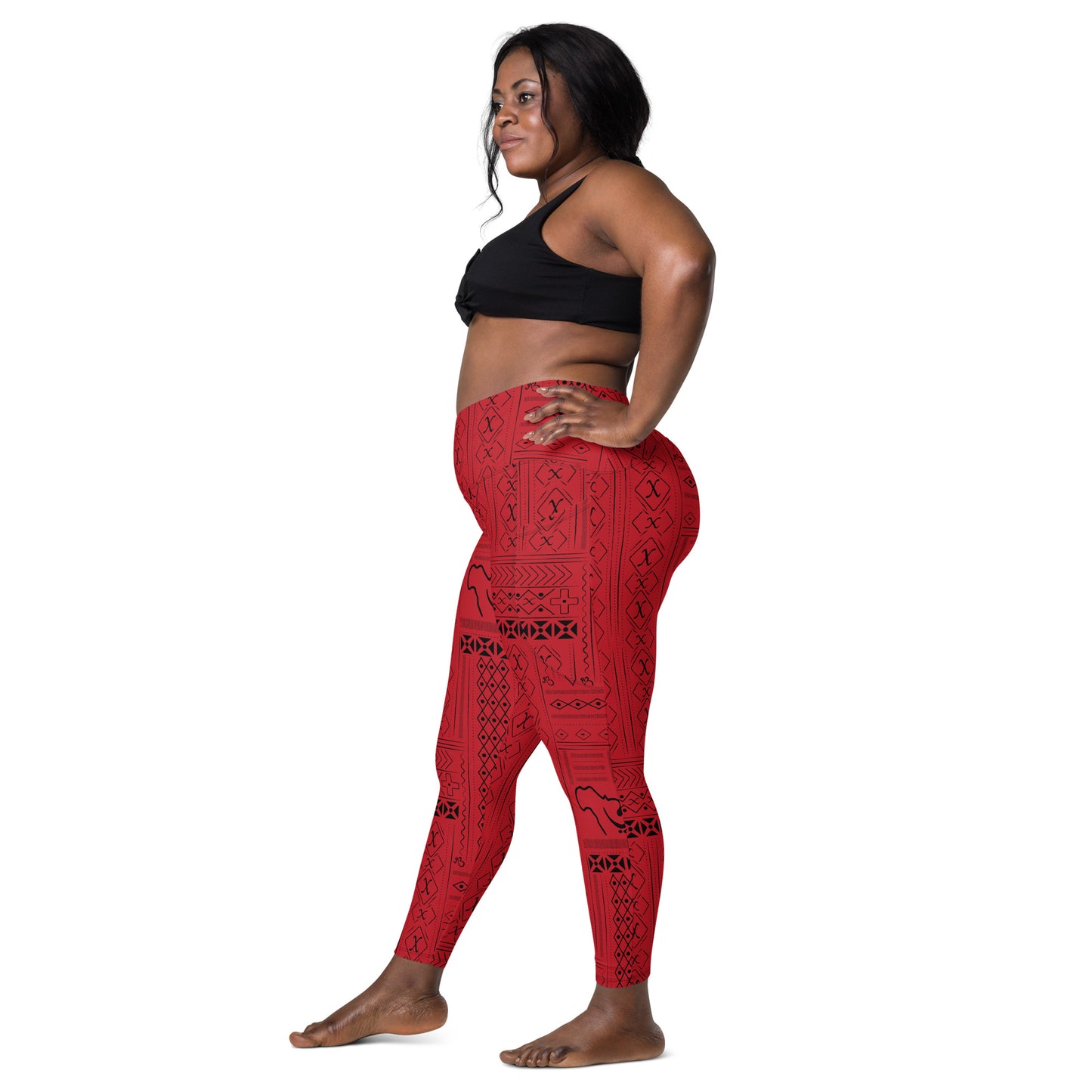 AfriBix Tribal Print High-waist Crossover leggings with pockets