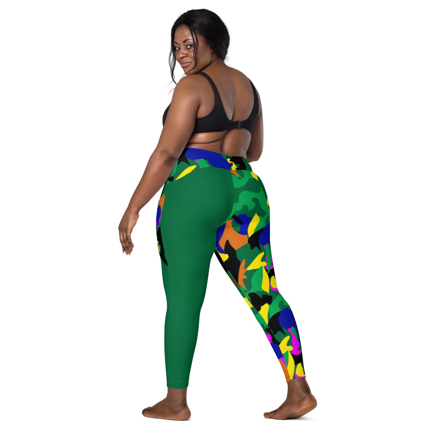 AfriBix Green Camouflage High Waist Crossover leggings with pockets