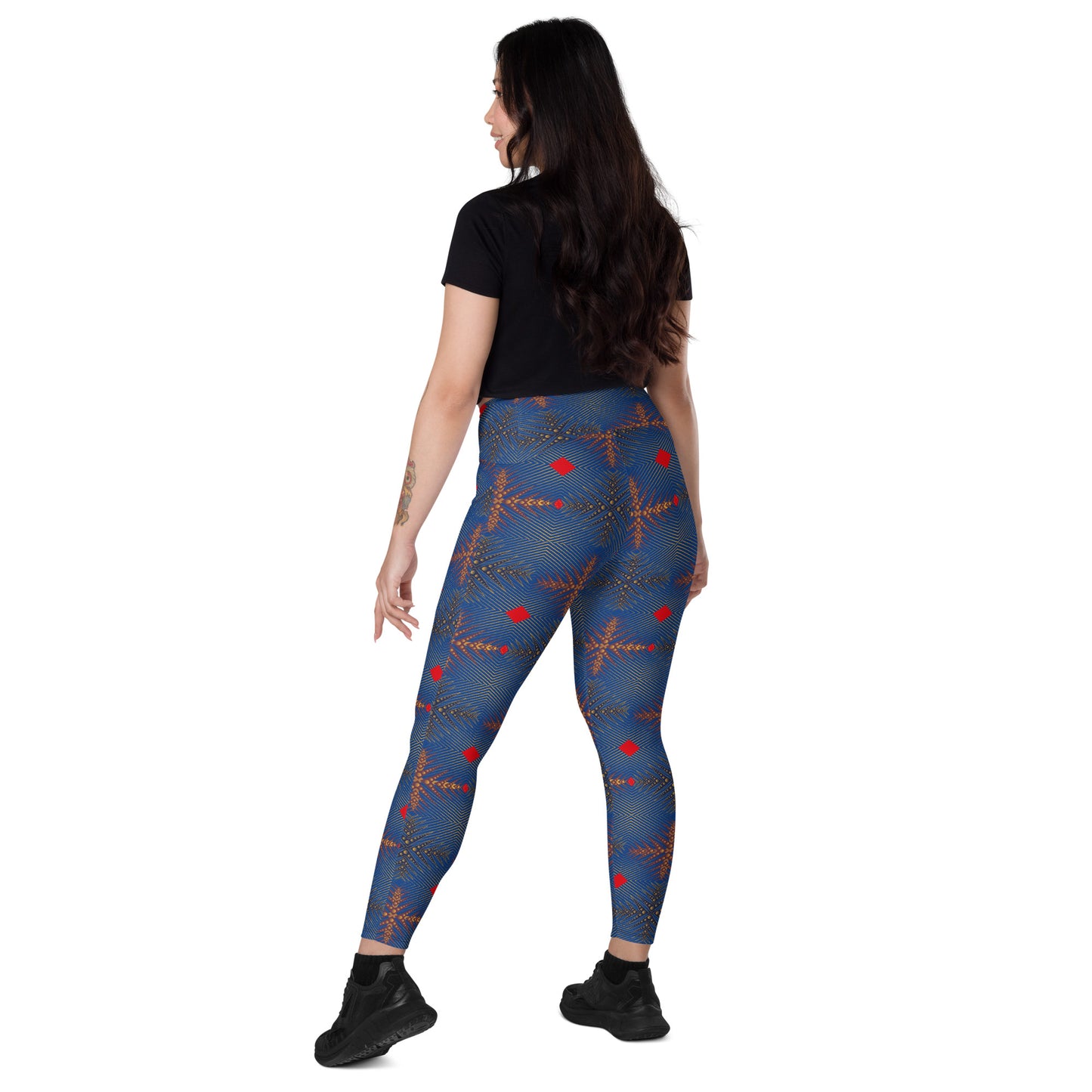 AfriBix Ankara High Waist Crossover leggings with pockets