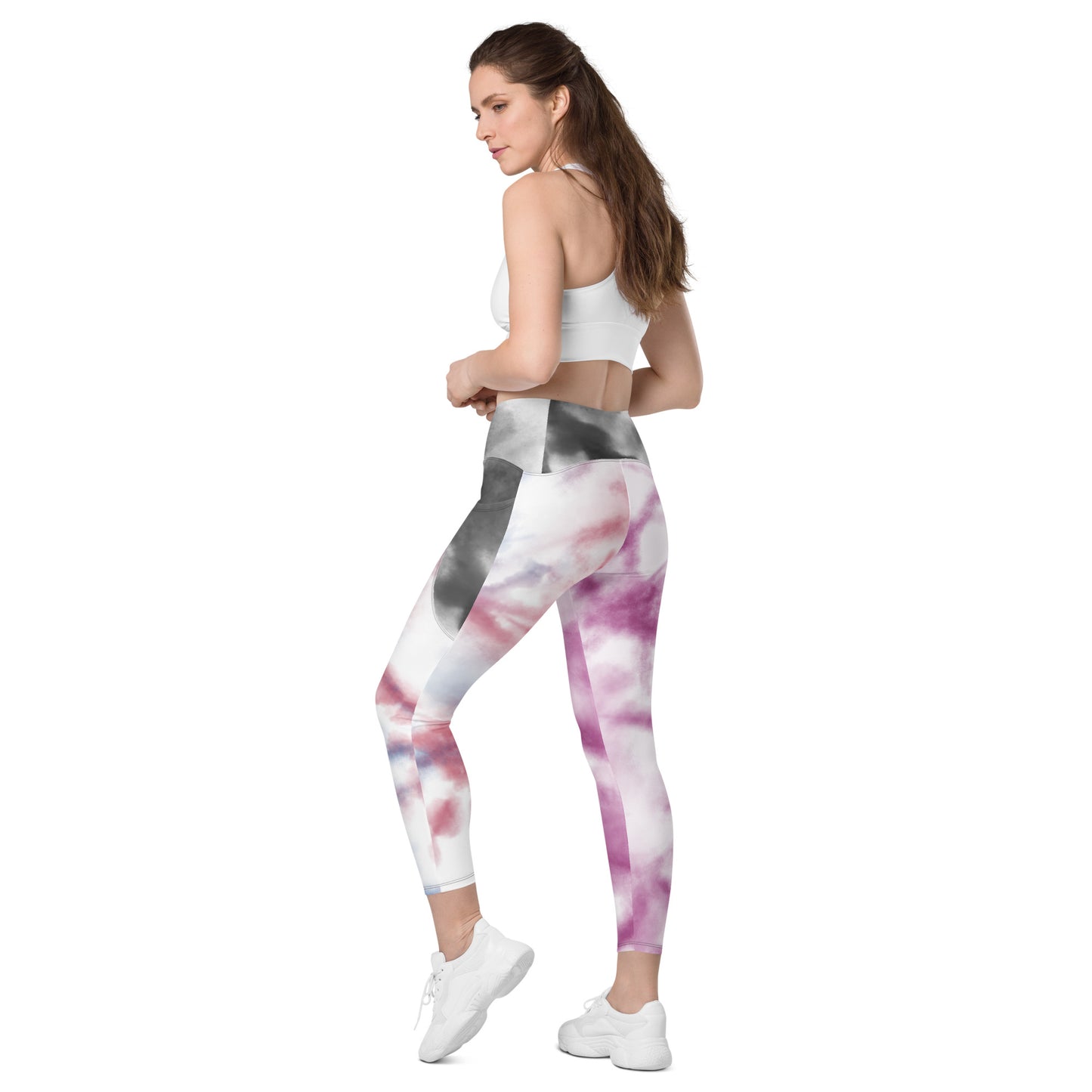 Tie and Dye High-waist Crossover leggings with pockets - fusion
