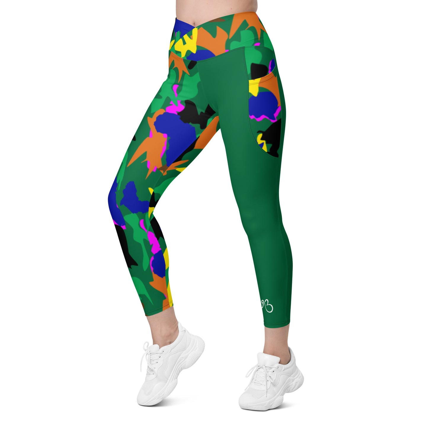 AfriBix Green Camouflage High Waist Crossover leggings with pockets