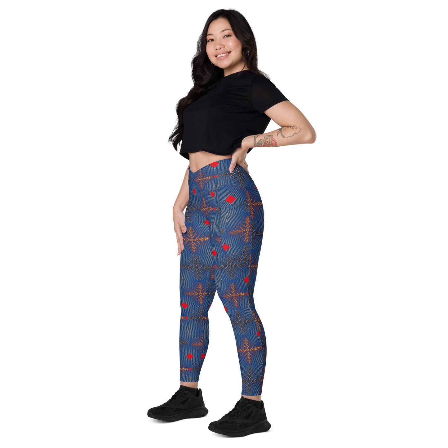 AfriBix Ankara High Waist Crossover leggings with pockets