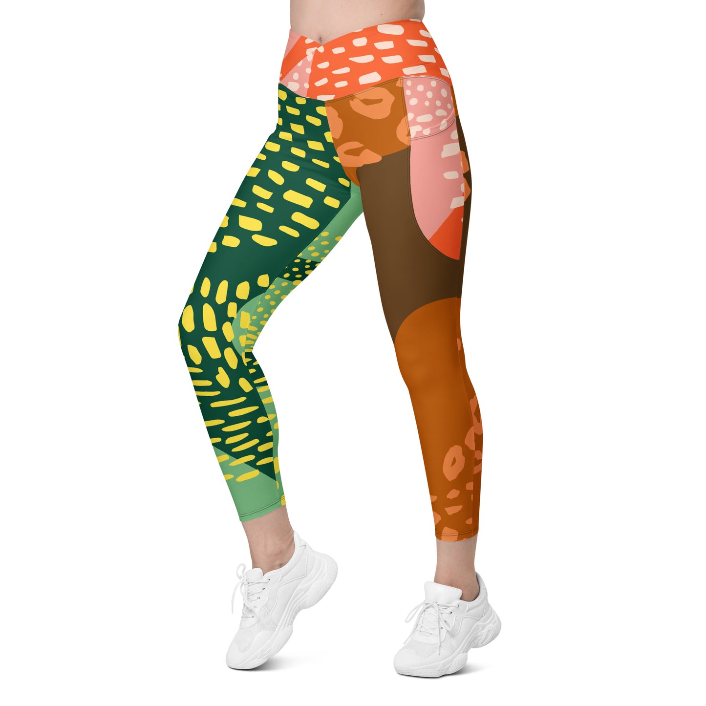 AfriBix Vibrant High-waist Crossover leggings with pockets