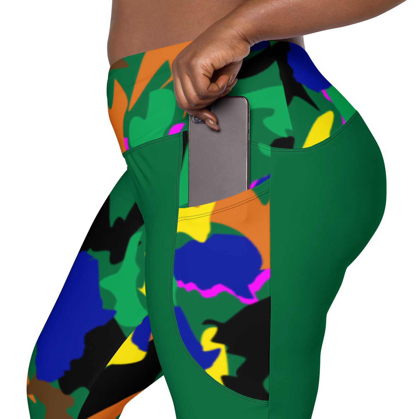 AfriBix Green Camouflage High Waist Crossover leggings with pockets