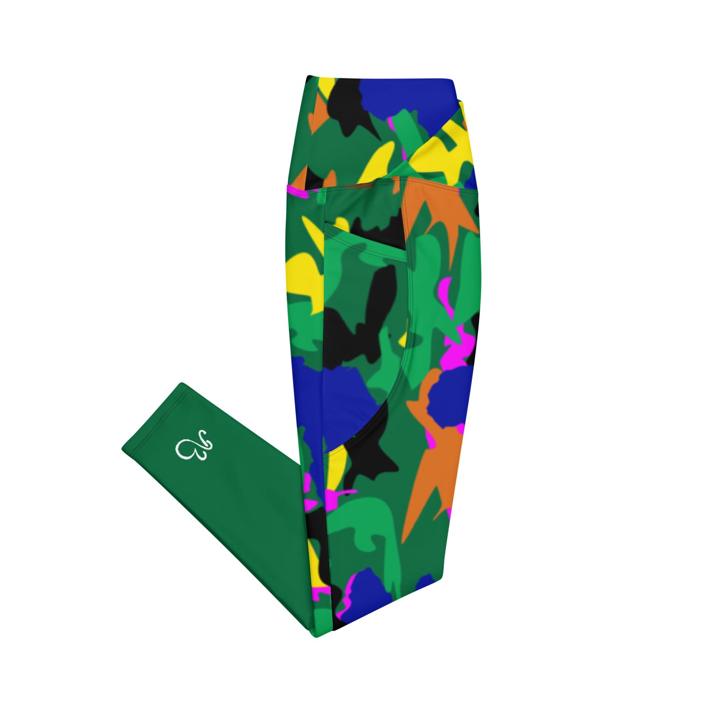 AfriBix Green Camouflage High Waist Crossover leggings with pockets