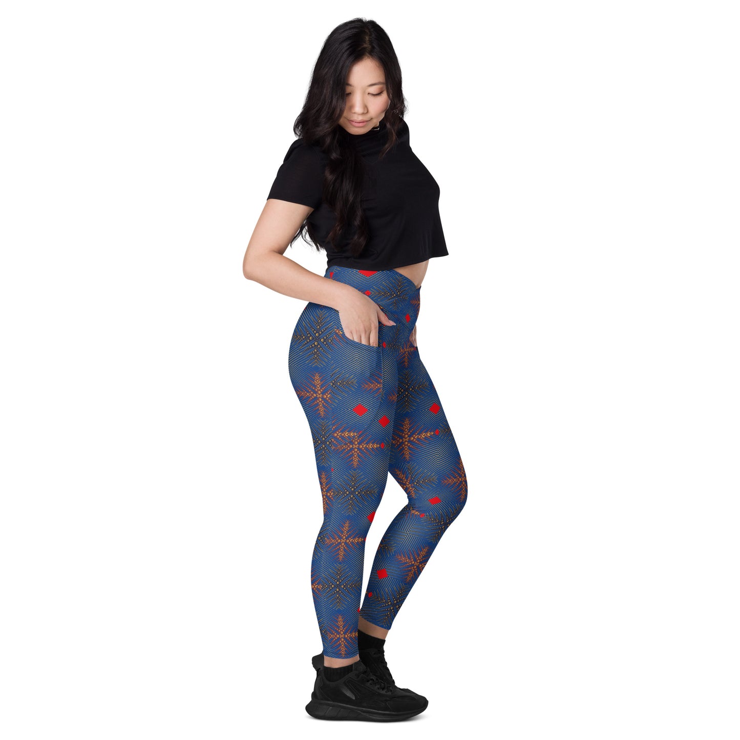 AfriBix Ankara High Waist Crossover leggings with pockets