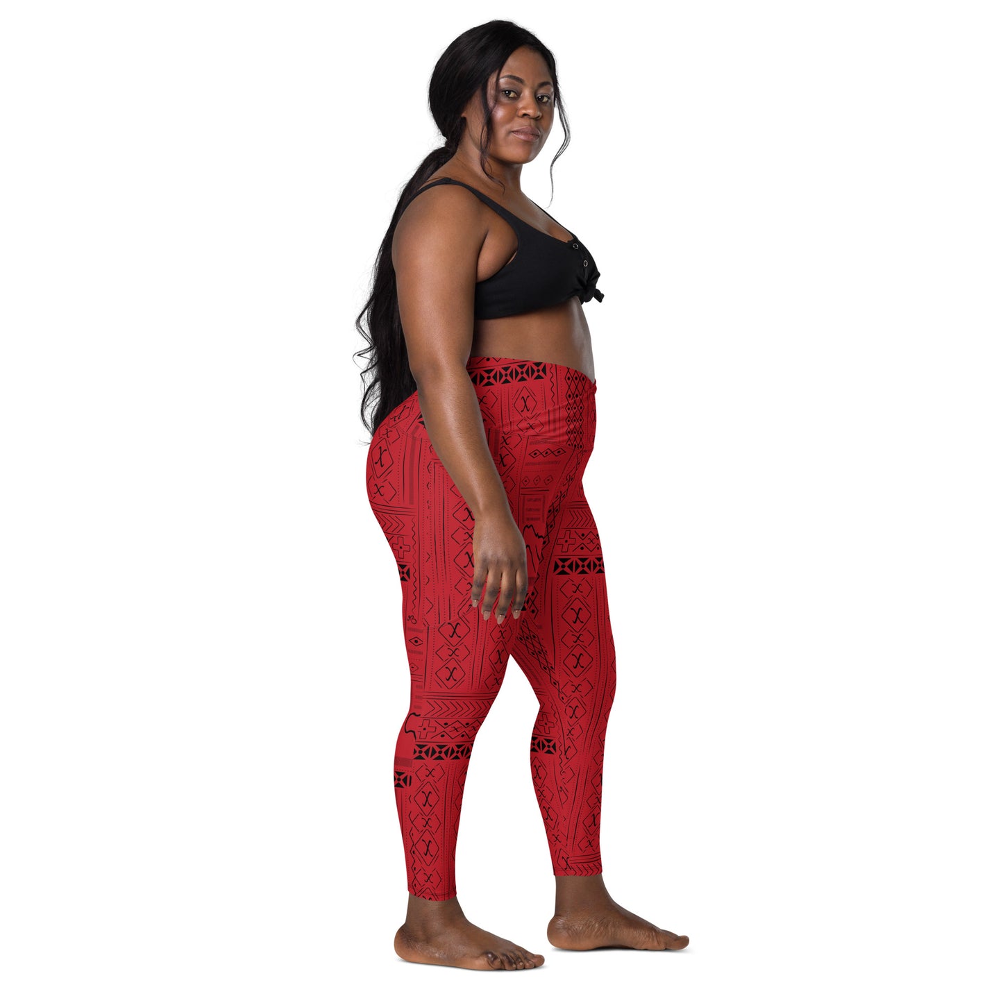 AfriBix Tribal Print High-waist Crossover leggings with pockets