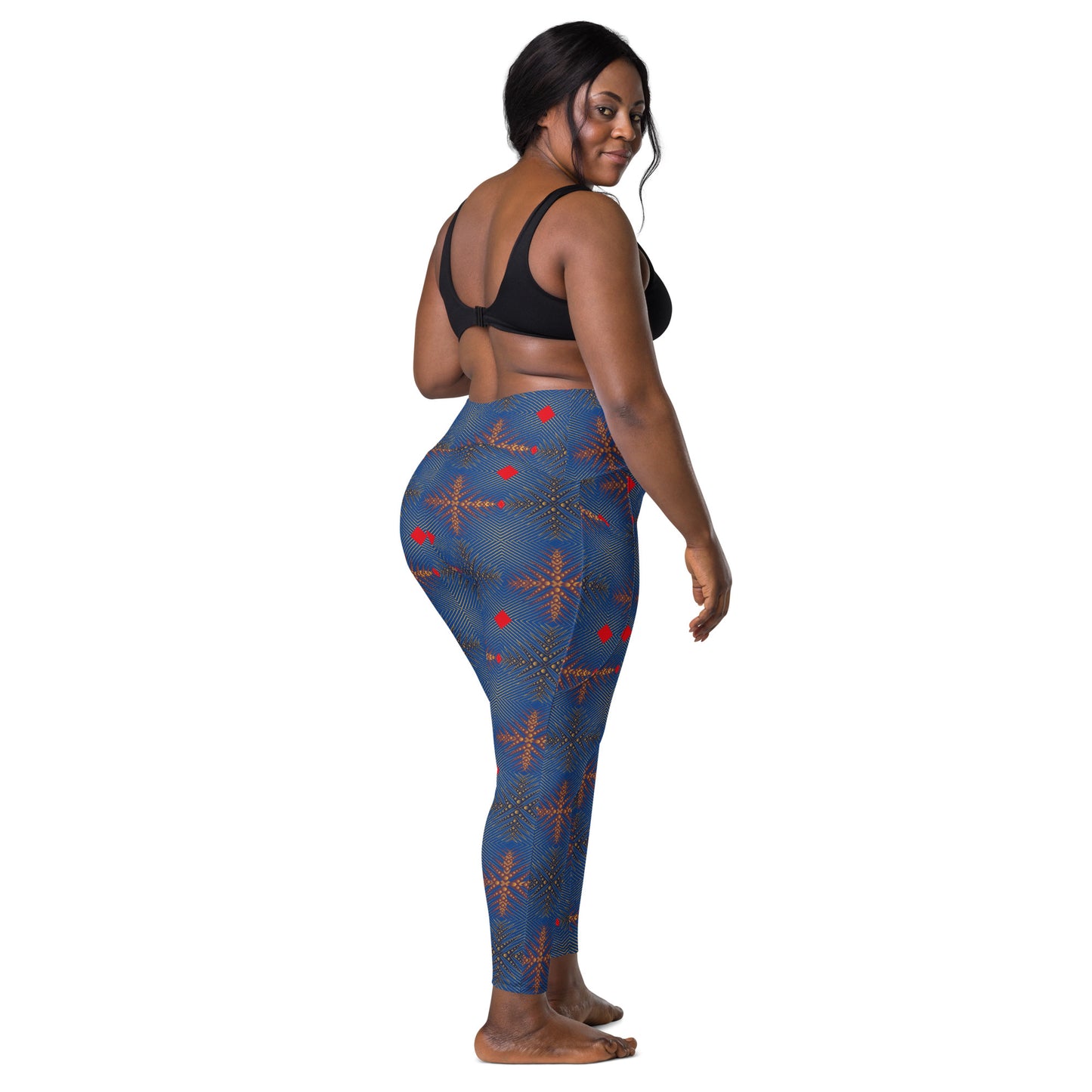 AfriBix Ankara High Waist Crossover leggings with pockets