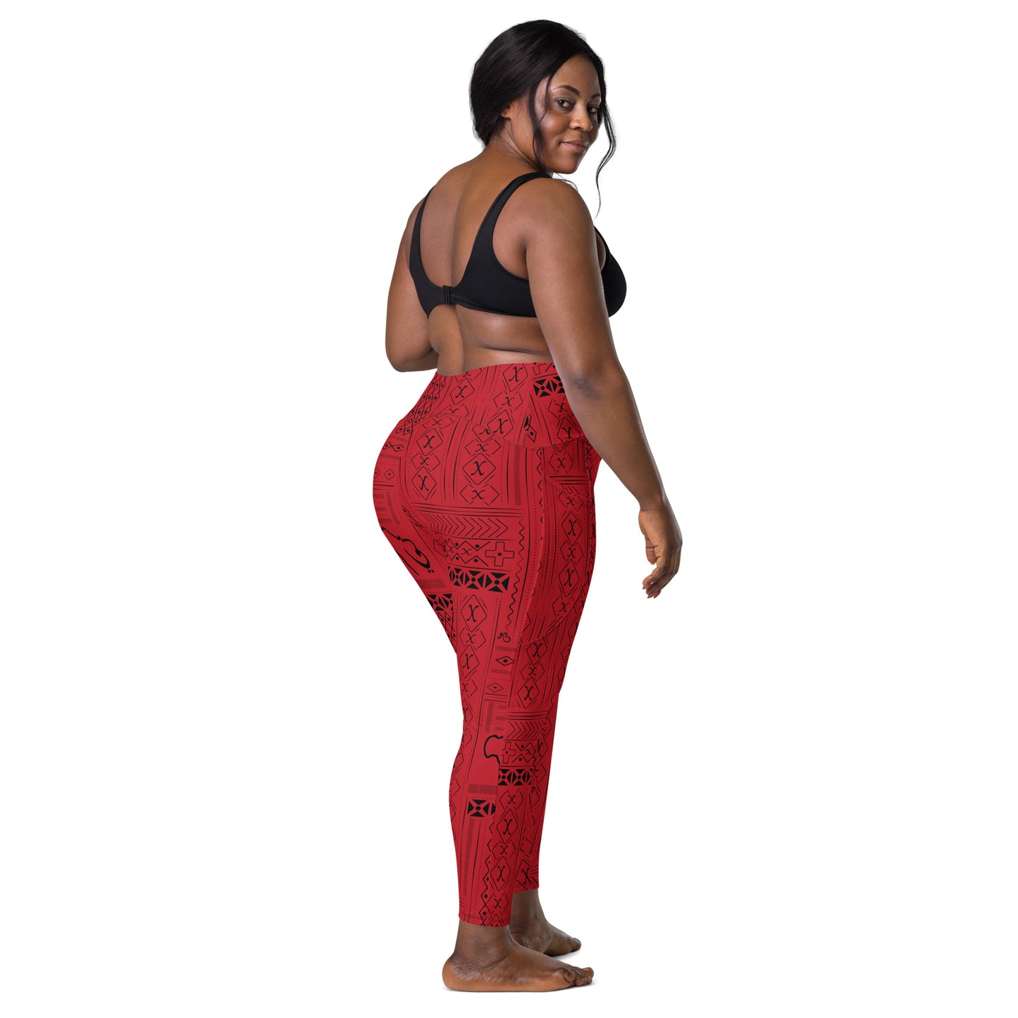AfriBix Tribal Print High-waist Crossover leggings with pockets
