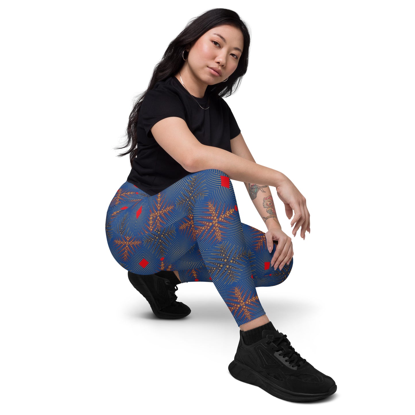 AfriBix Ankara High Waist Crossover leggings with pockets