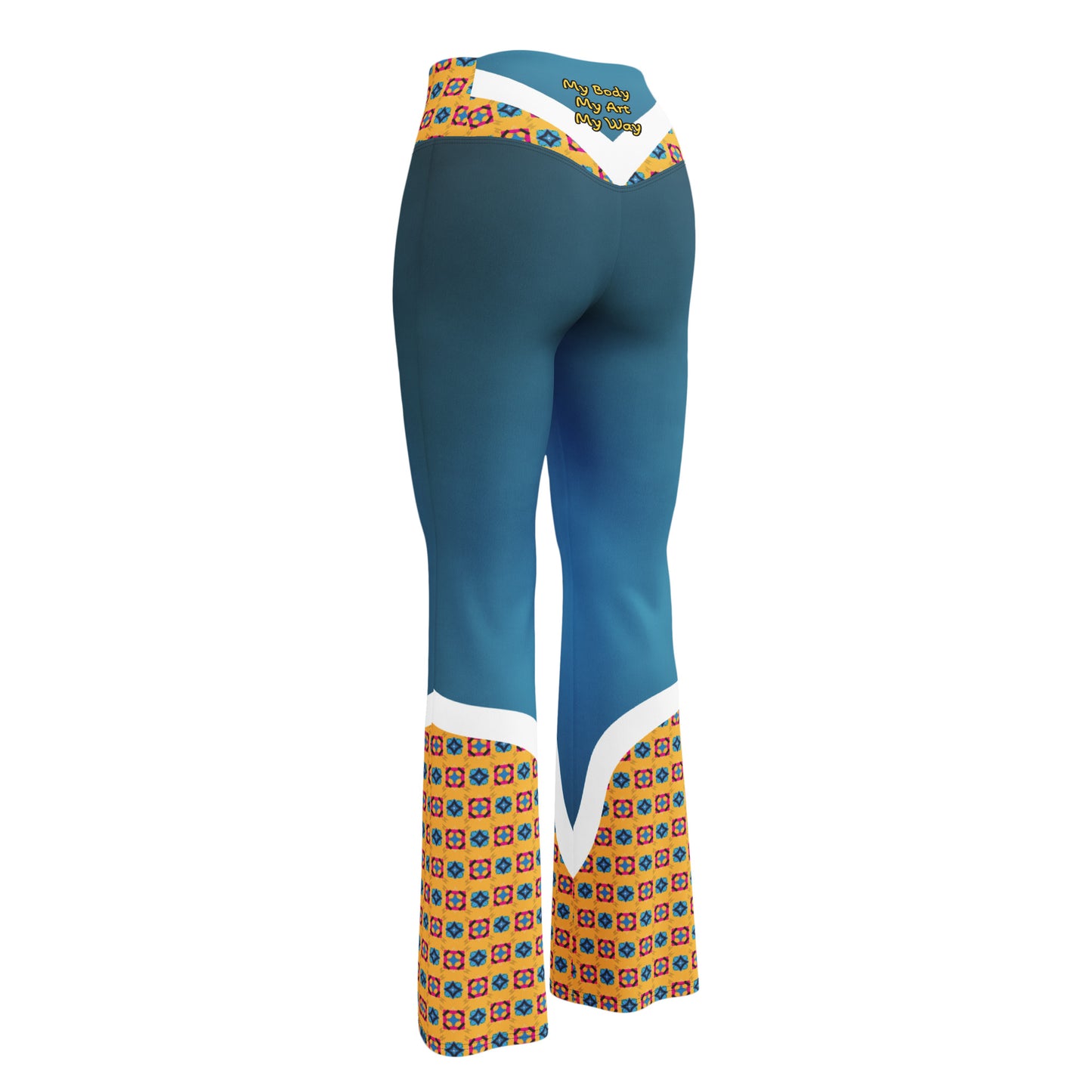 Blue Flare High Waist Leggings Alternate Ankara Print