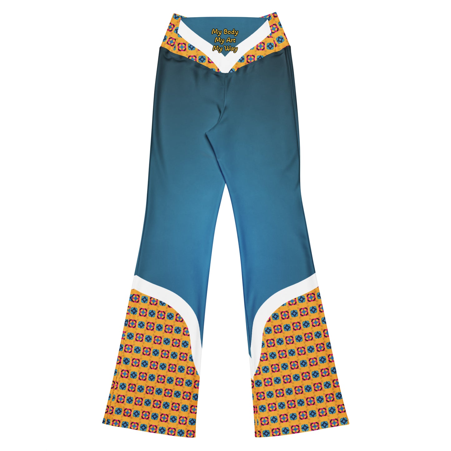 Blue Flare High Waist Leggings Alternate Ankara Print