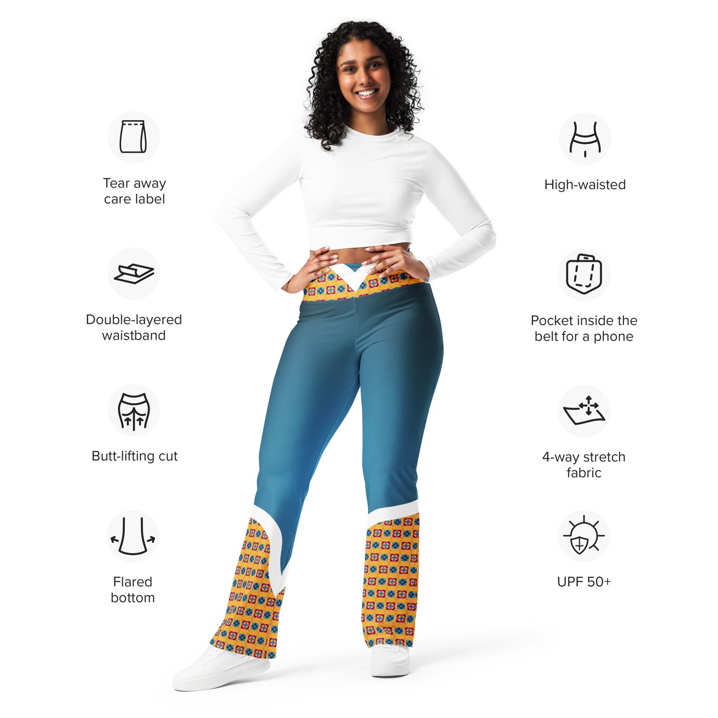 Blue Flare High Waist Leggings Alternate Ankara Print