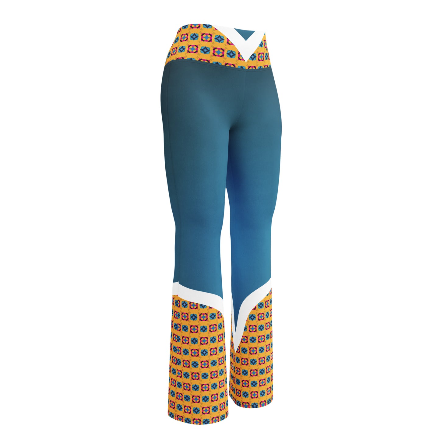 Blue Flare High Waist Leggings Alternate Ankara Print