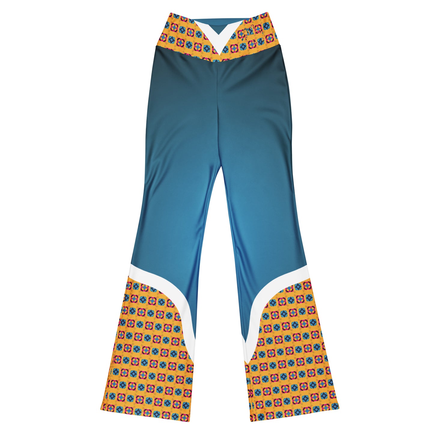 Blue Flare High Waist Leggings Alternate Ankara Print