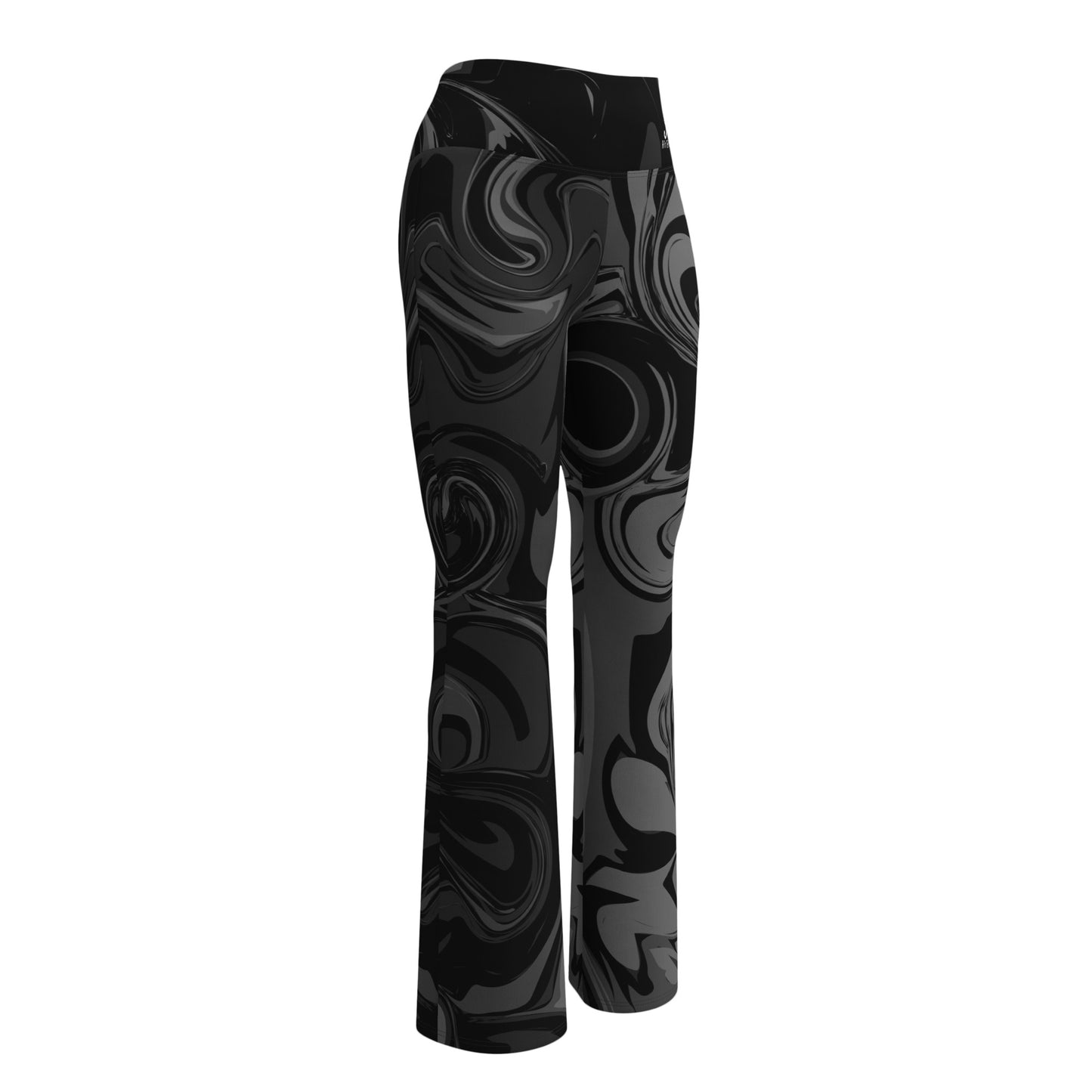 Black Marble Print High Waist Flare leggings