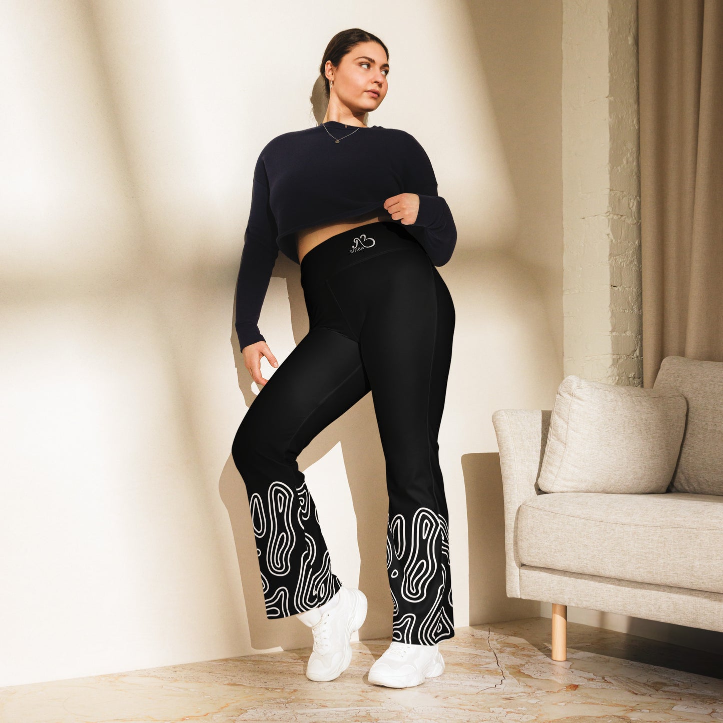 Black High Waist Flare leggings