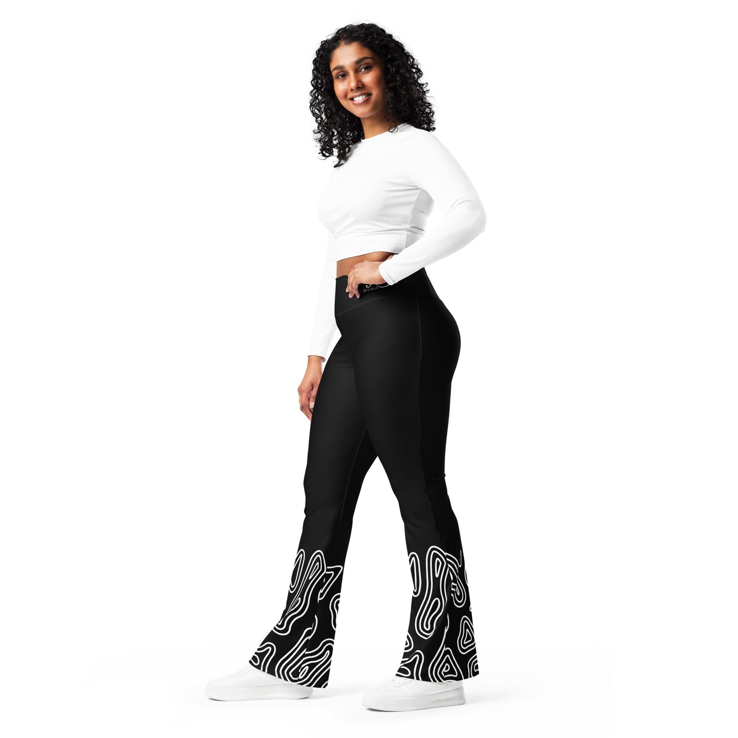 Black High Waist Flare leggings