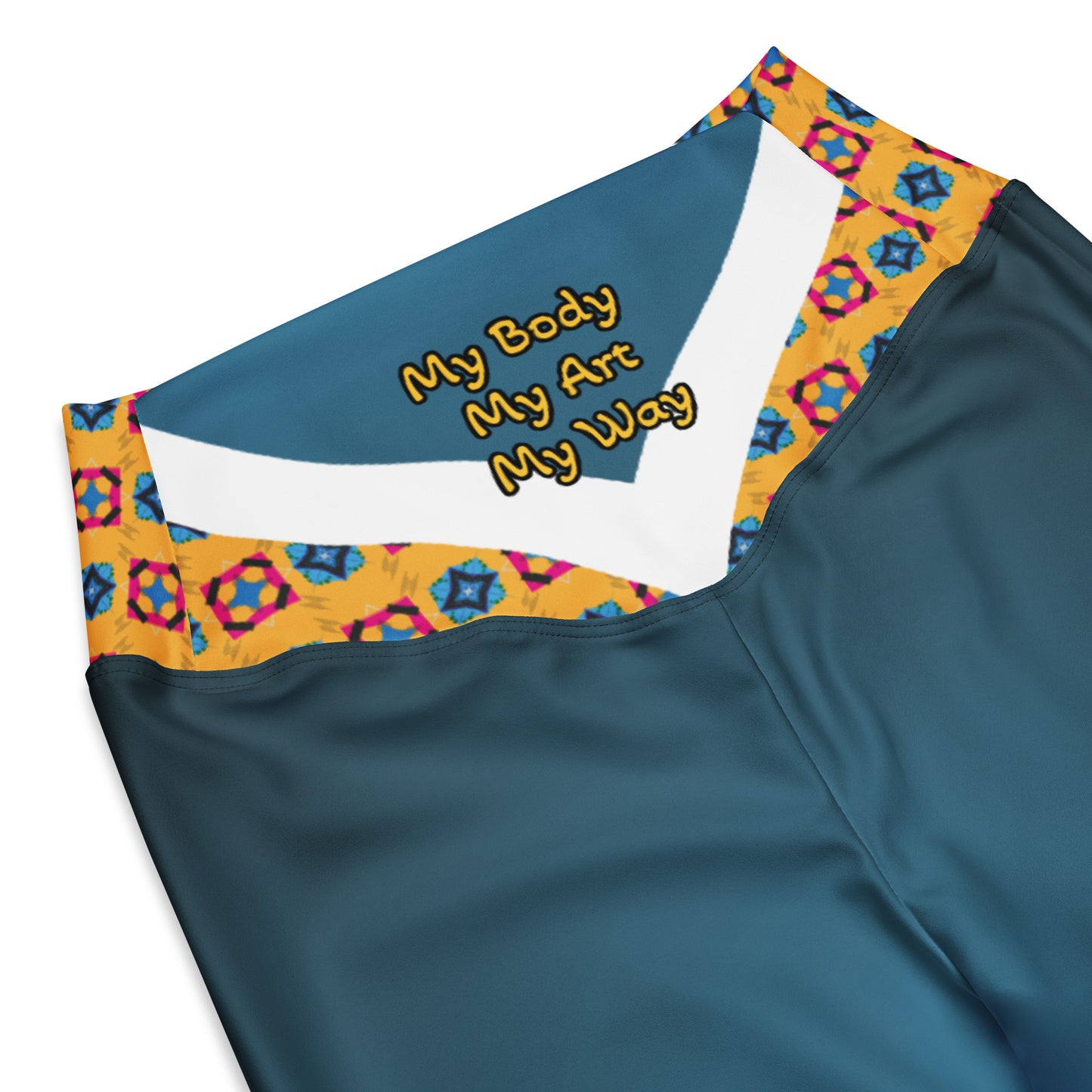 Blue Flare High Waist Leggings Alternate Ankara Print