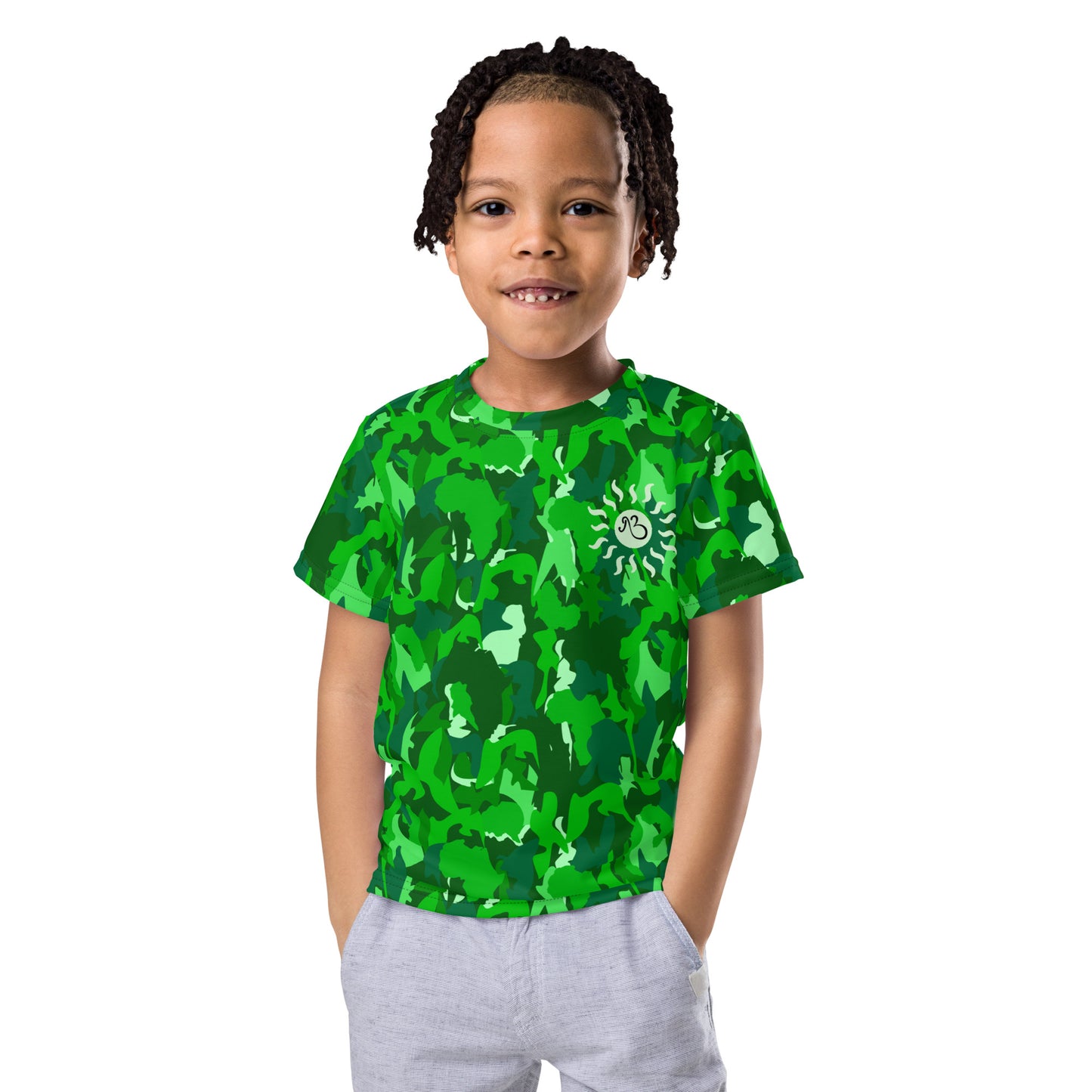 AfriBix Camo Kids crew neck t-shirt - Green