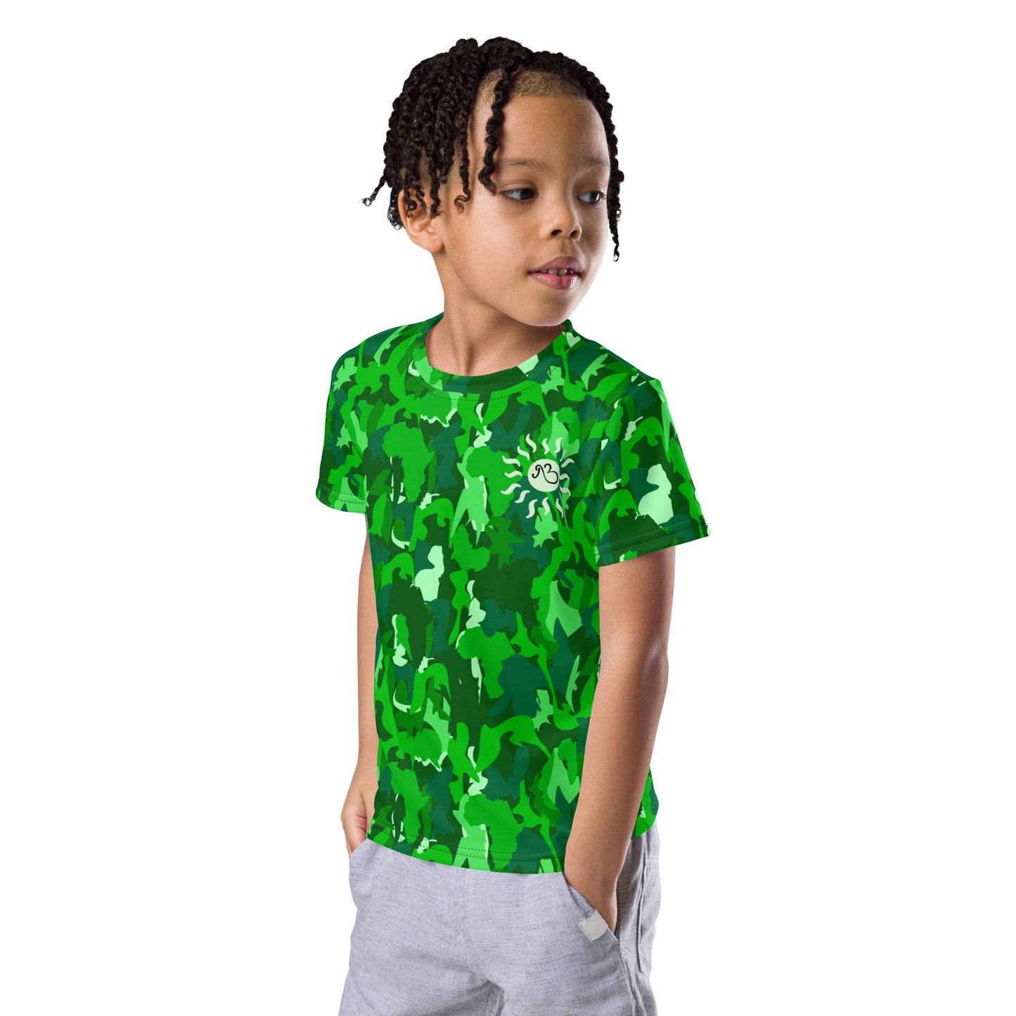 AfriBix Camo Kids crew neck t-shirt - Green