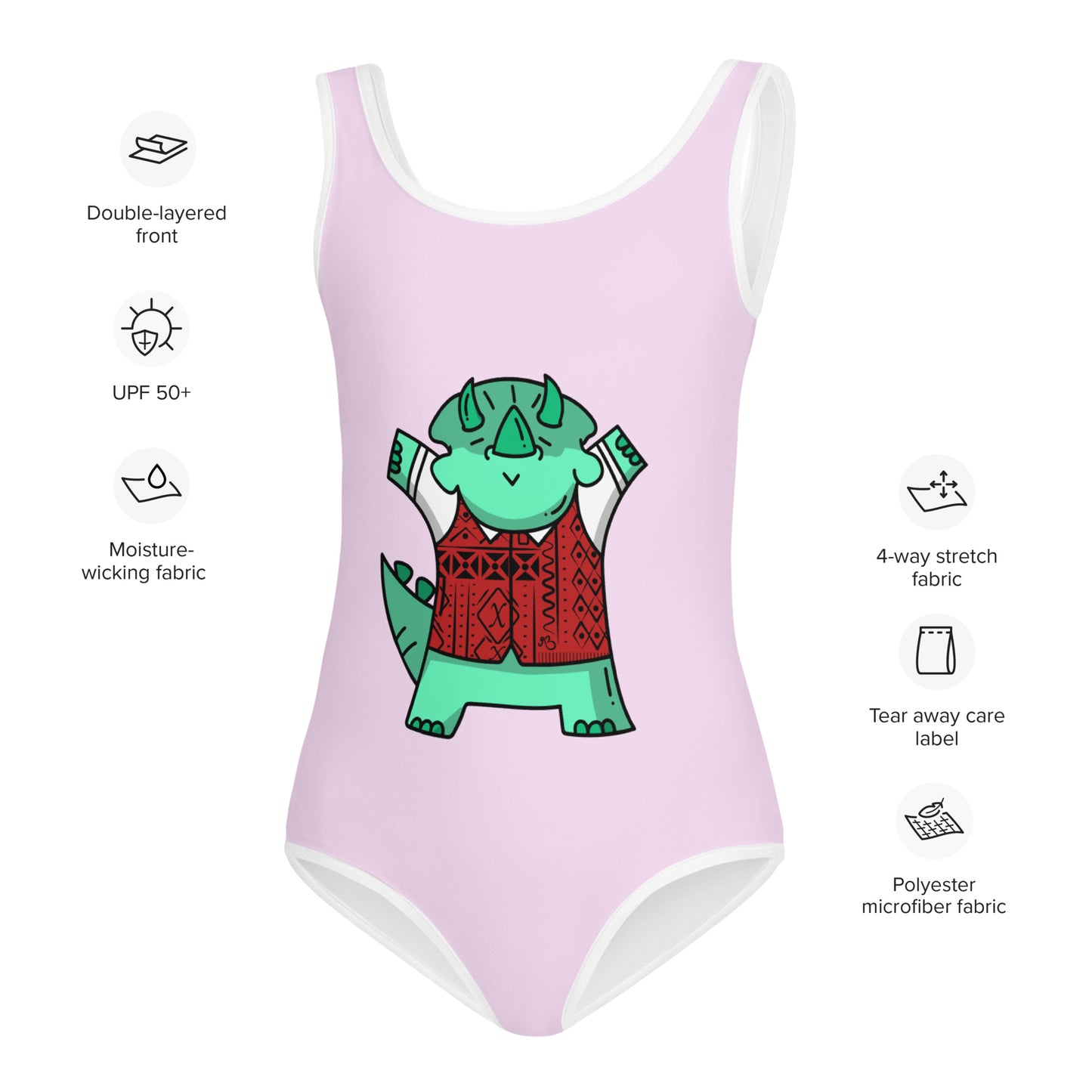 AFriBix Dinosaur Friends Lilac Girls Kids Swimsuit