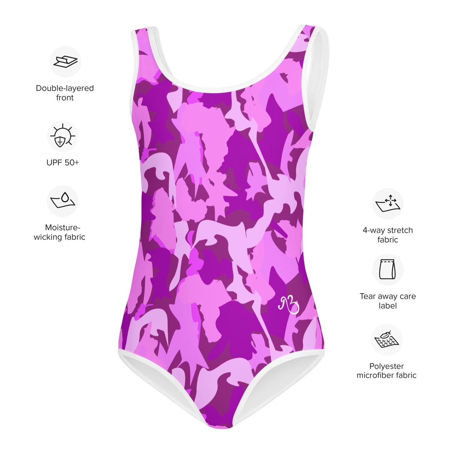 AFriBix Pink Camo Print Girls Kids Swimsuit