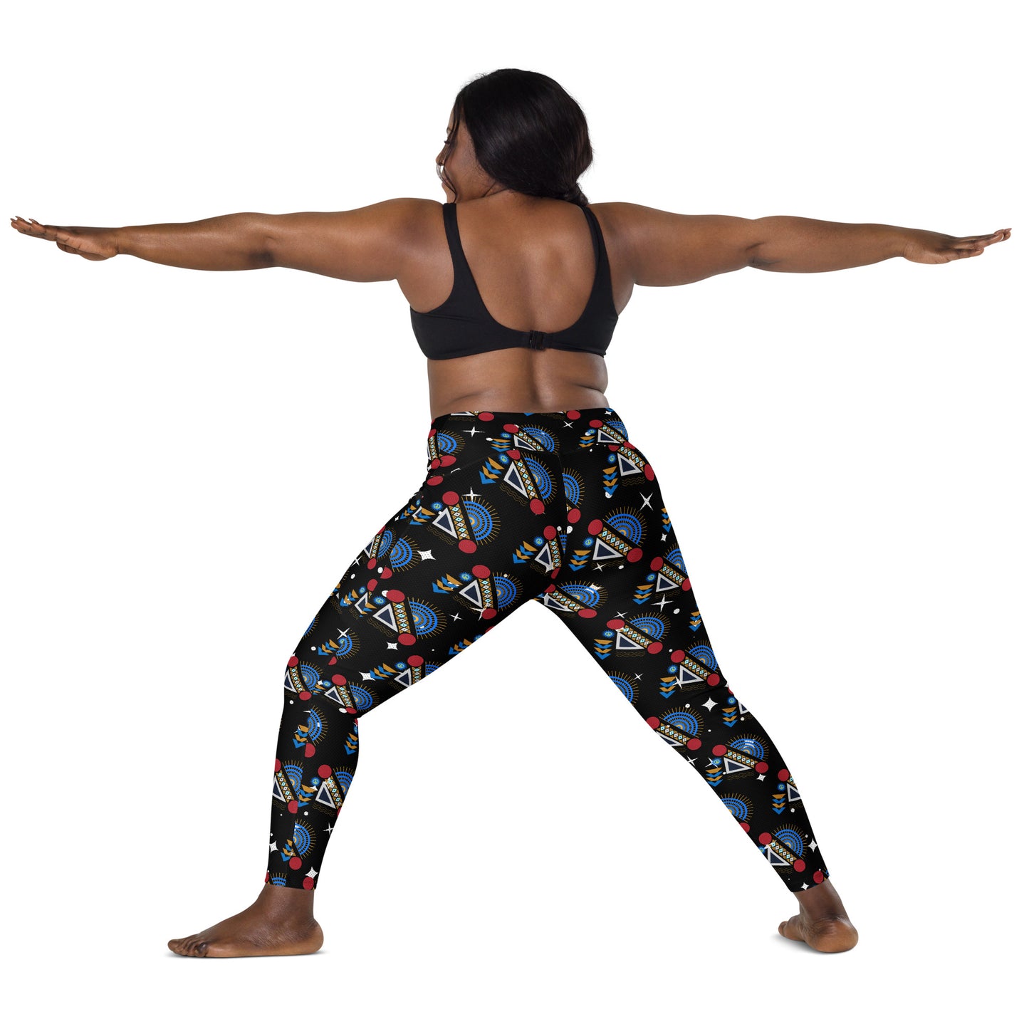 AfriBix Yanga Ankara High Waist Leggings with pockets - Black