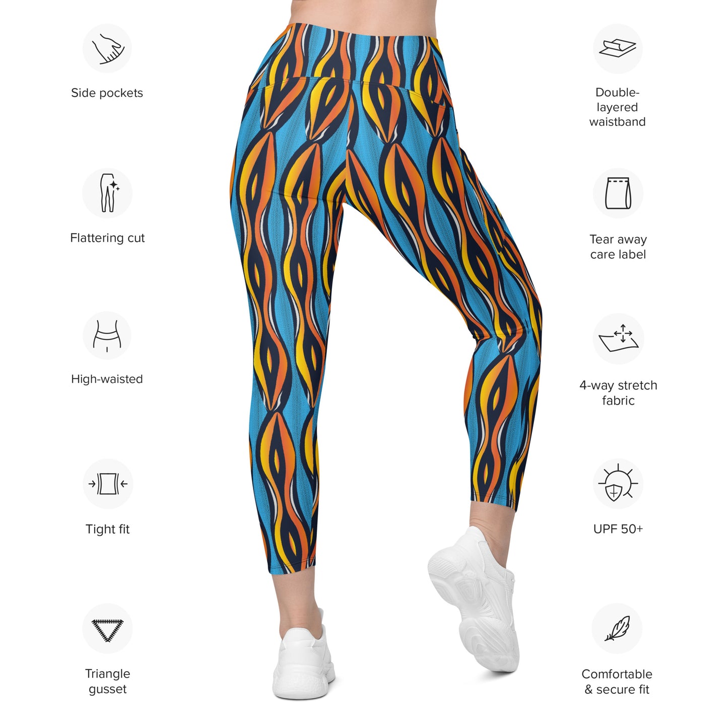 AfriBix Shakara Ankara High Waist Leggings with pockets