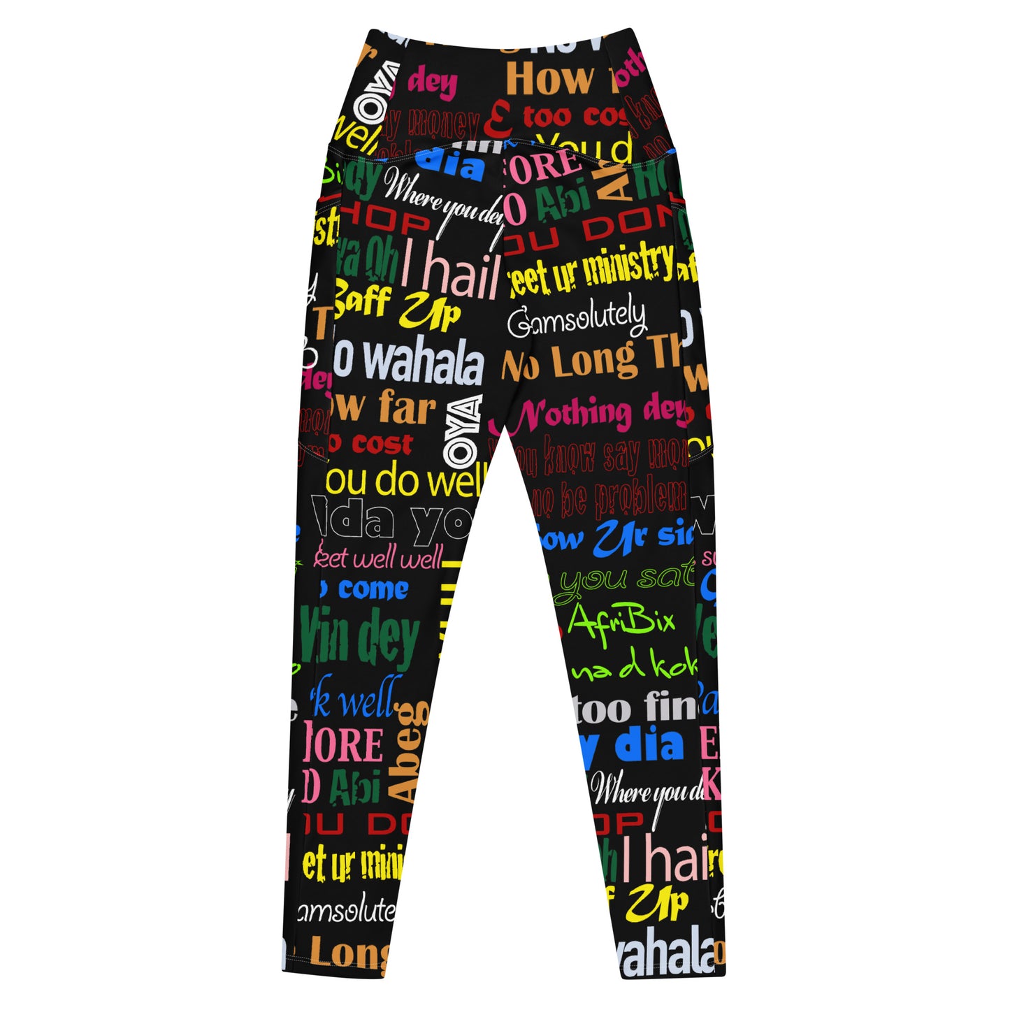 AfriBix Pidgin Print High-waist Leggings with pockets