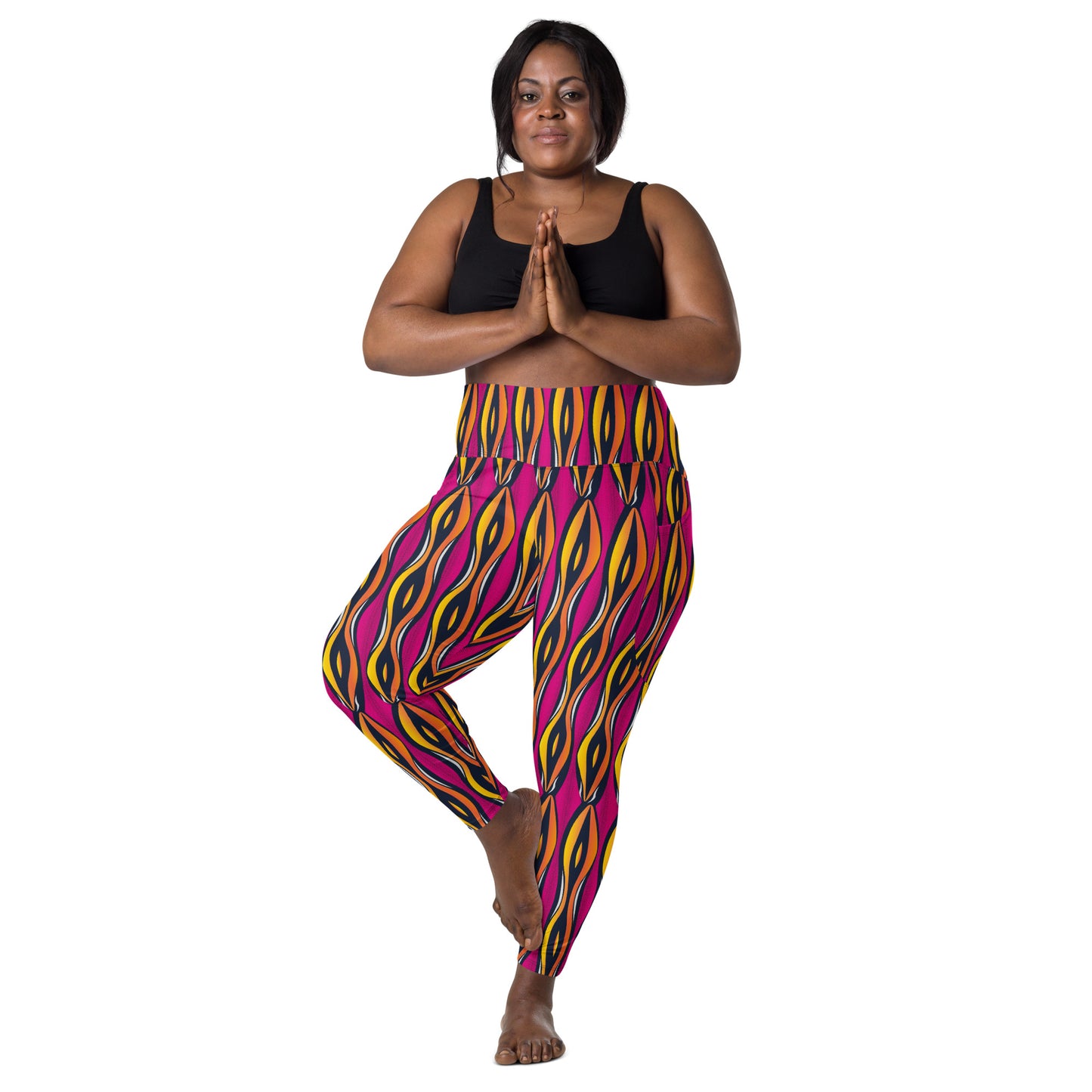 AfriBix Shakara Ankara High Waist Leggings with pockets - Pink