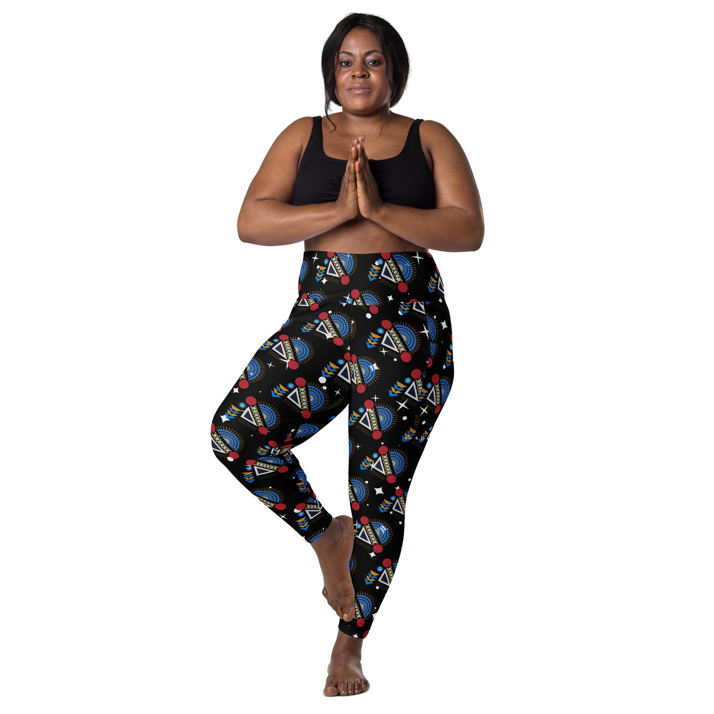 AfriBix Yanga Ankara High Waist Leggings with pockets - Black