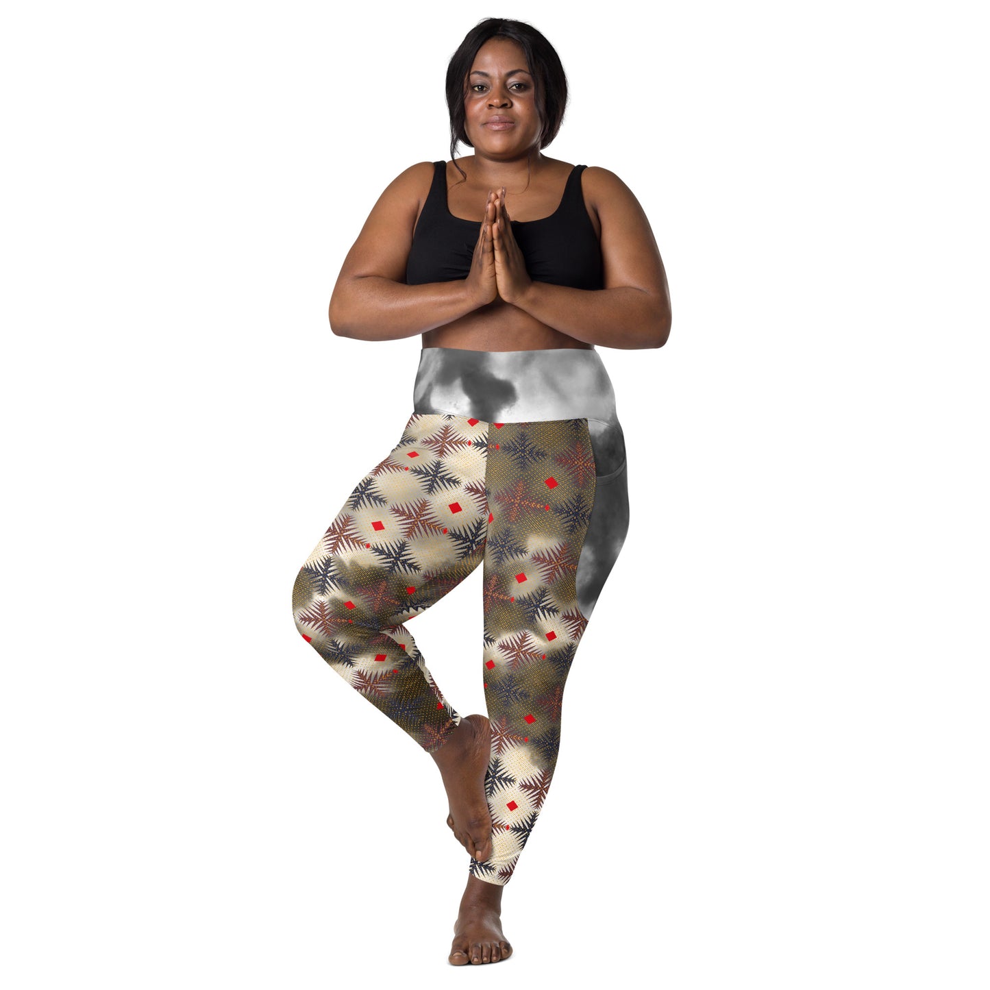 AfriBix Ankara Tie and Dye High-waist Leggings with pockets