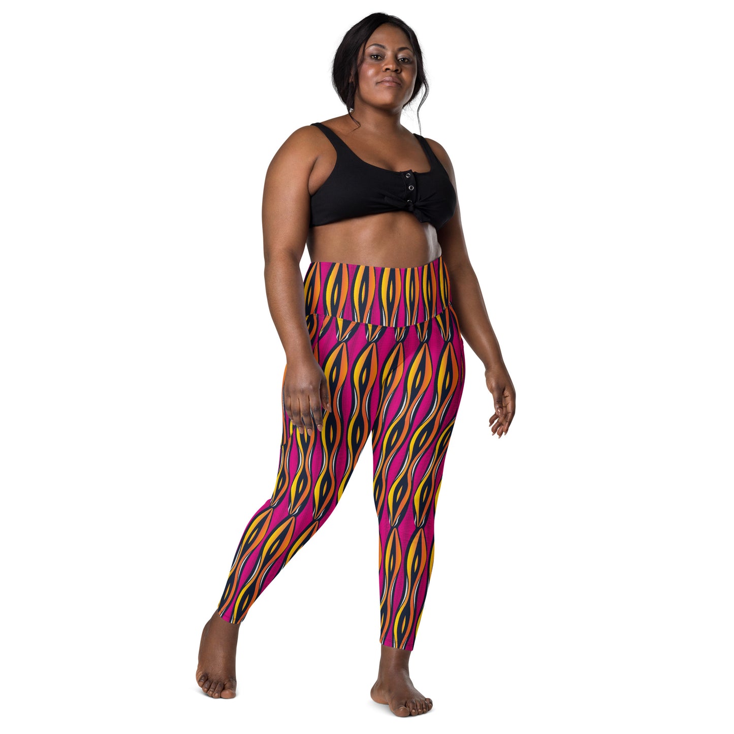 AfriBix Shakara Ankara High Waist Leggings with pockets - Pink