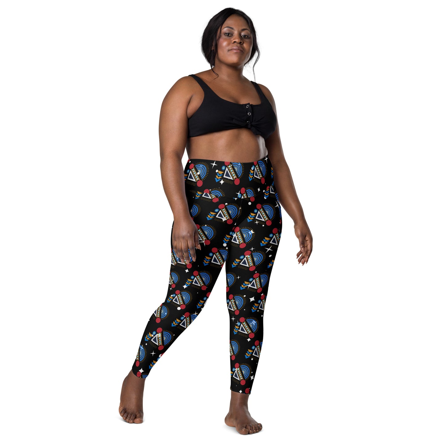 AfriBix Yanga Ankara High Waist Leggings with pockets - Black