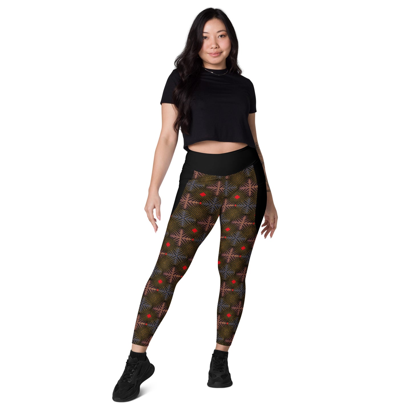 AfriBix Ankara High-Waist Leggings with pockets - Black