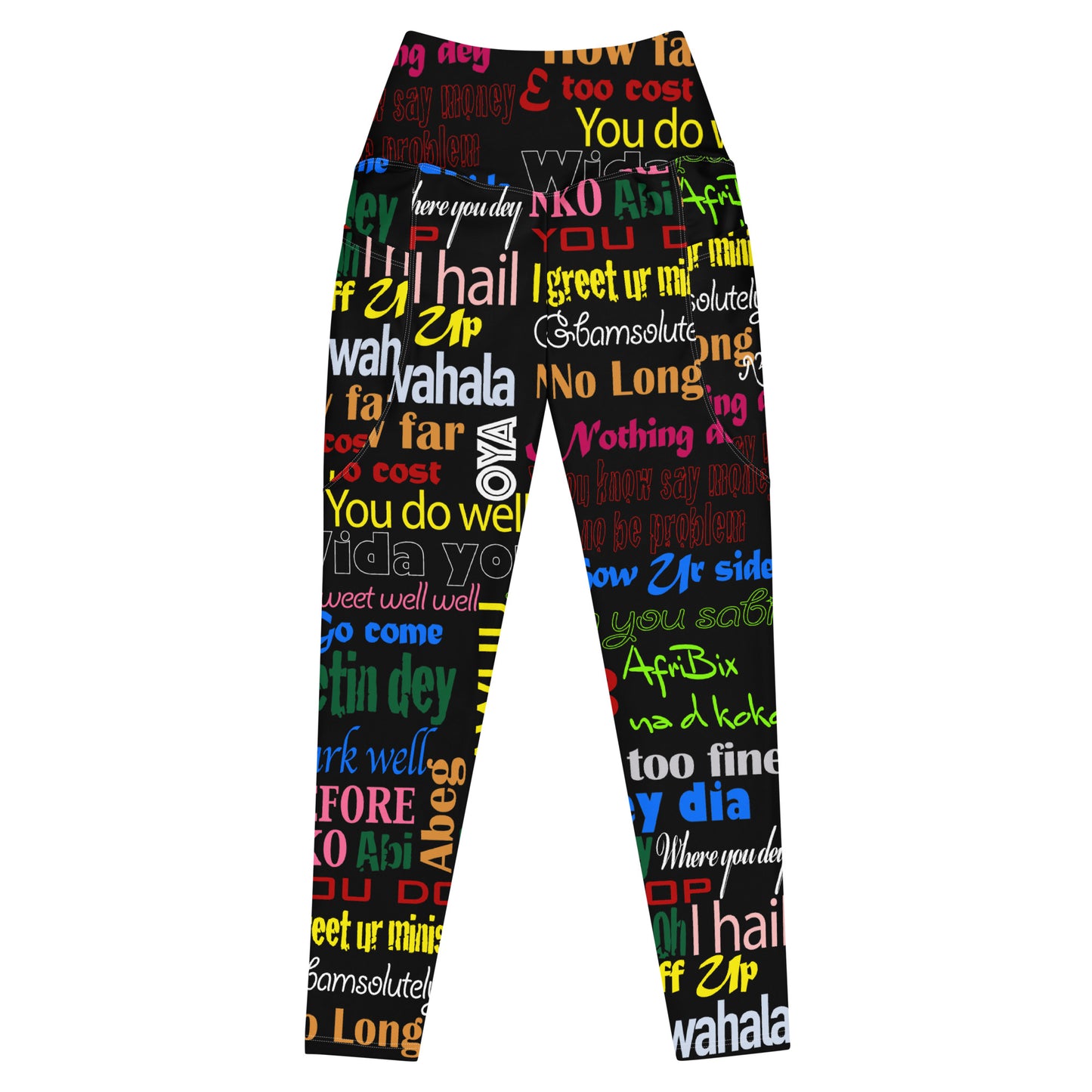 AfriBix Pidgin Print High-waist Leggings with pockets