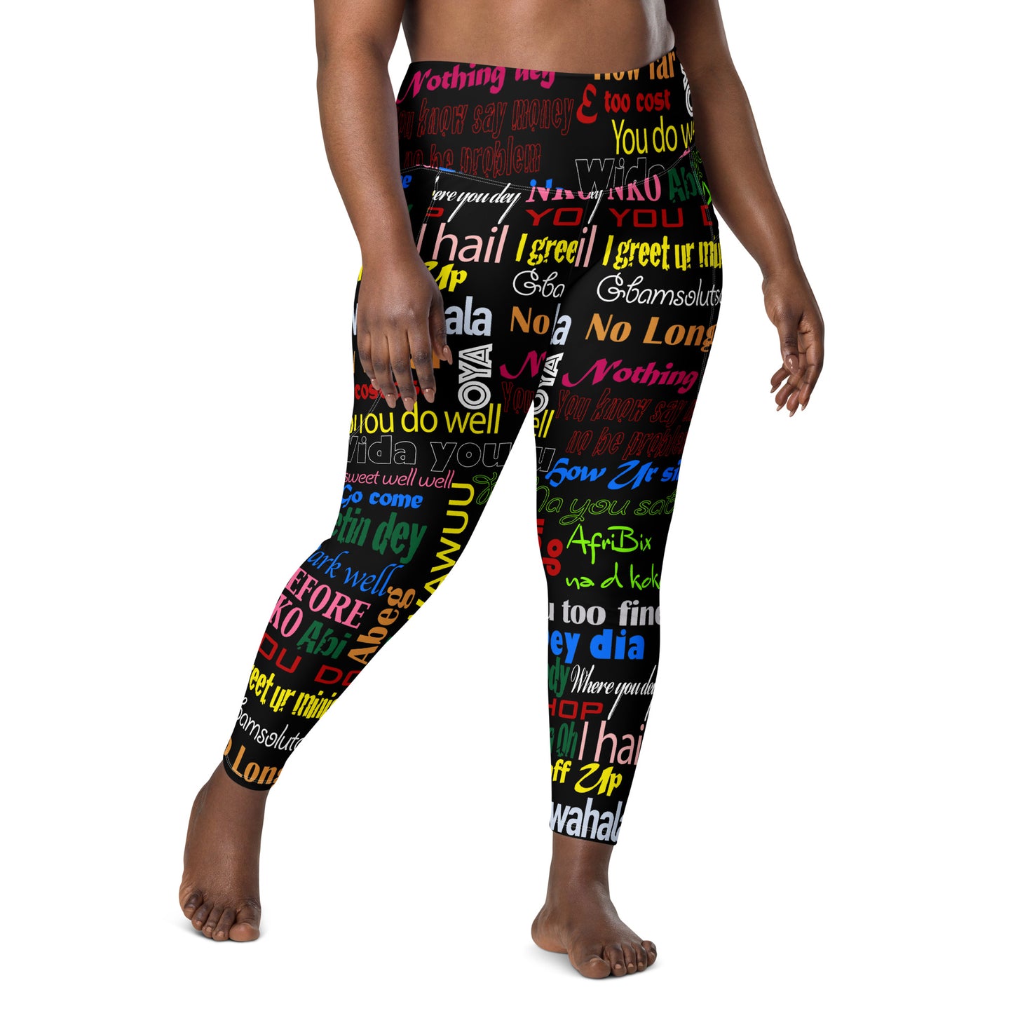 AfriBix Pidgin Print High-waist Leggings with pockets