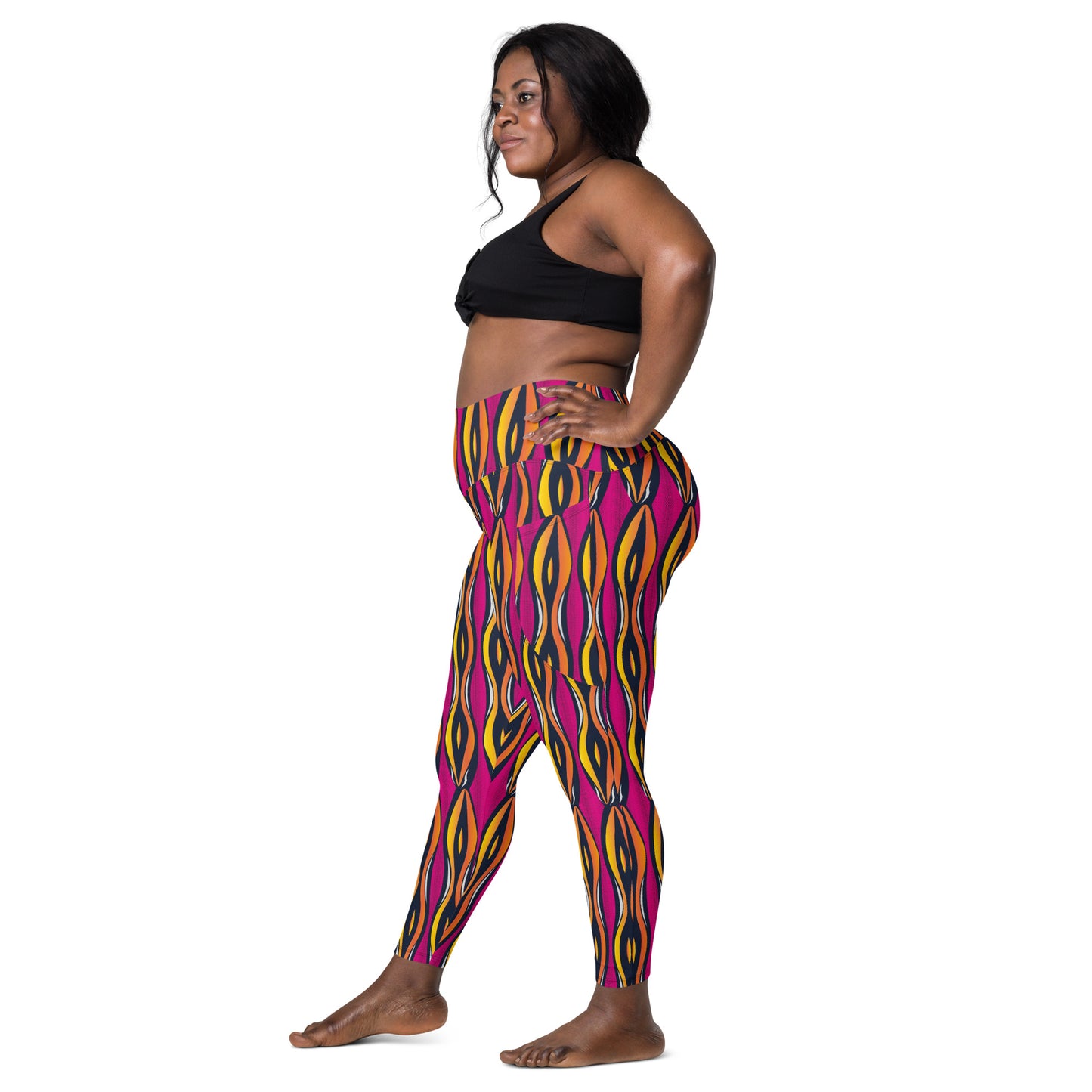 AfriBix Shakara Ankara High Waist Leggings with pockets - Pink