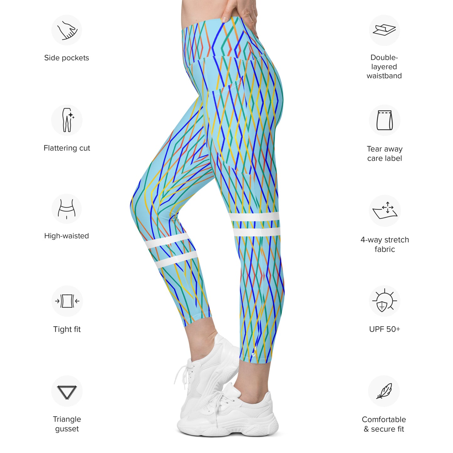 AfriBix Blue Constellation Print Leggings with pockets
