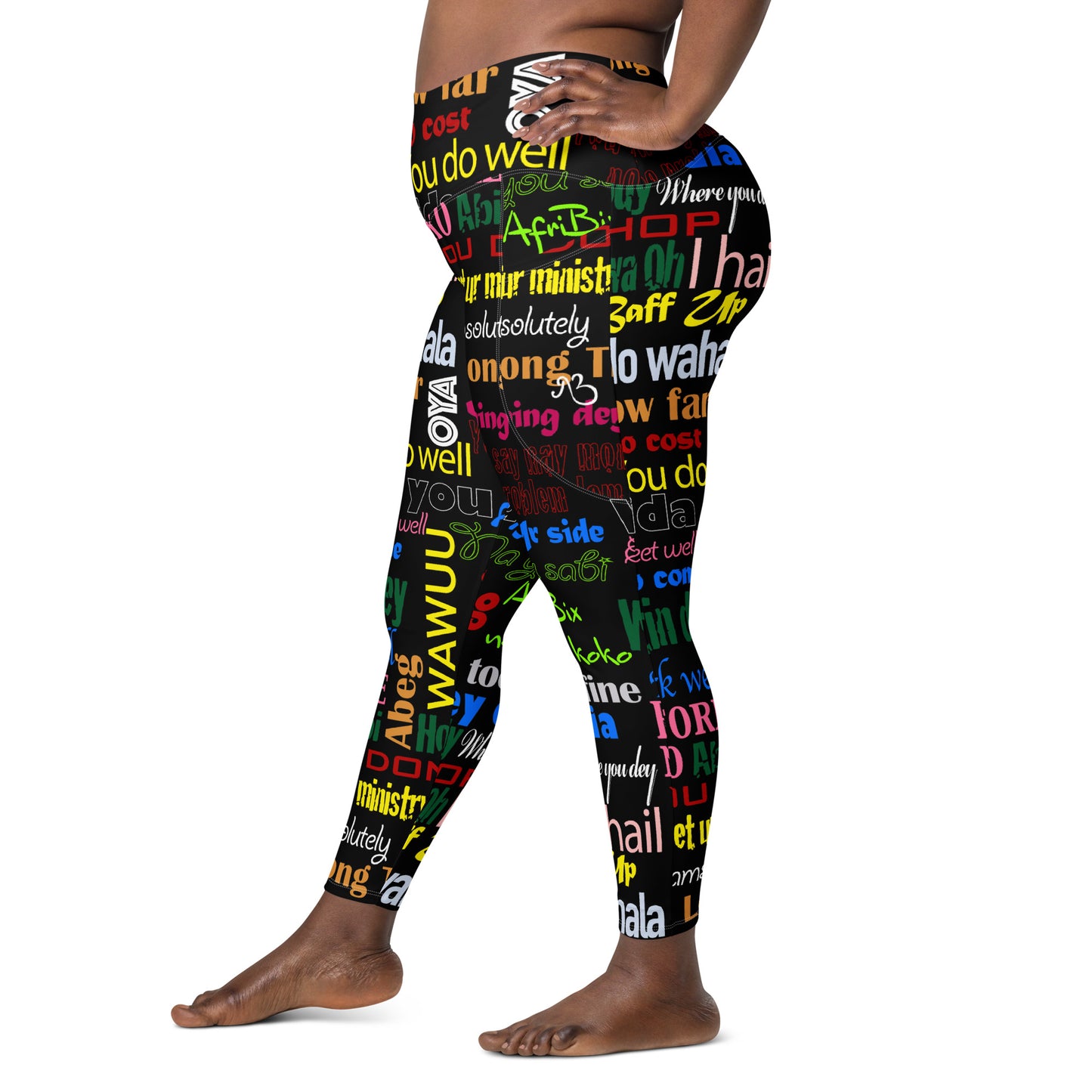 AfriBix Pidgin Print High-waist Leggings with pockets