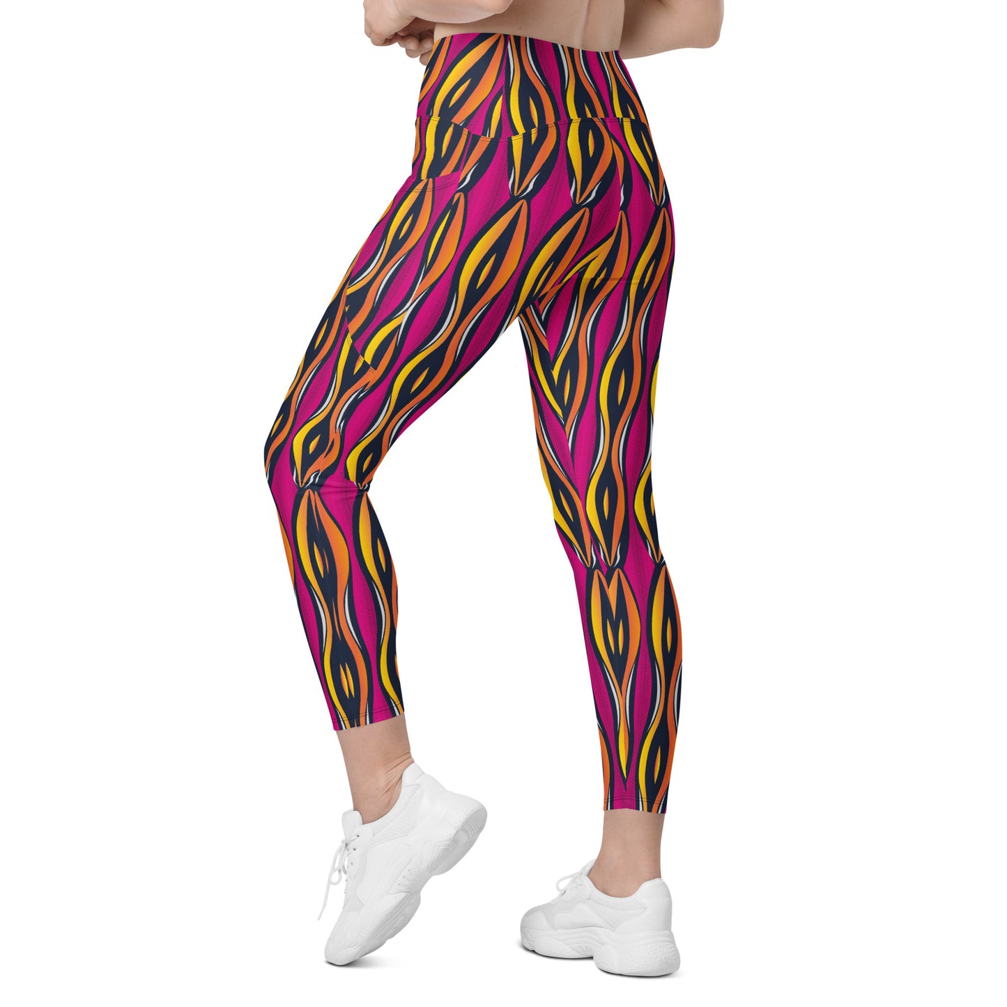 AfriBix Shakara Ankara High Waist Leggings with pockets - Pink