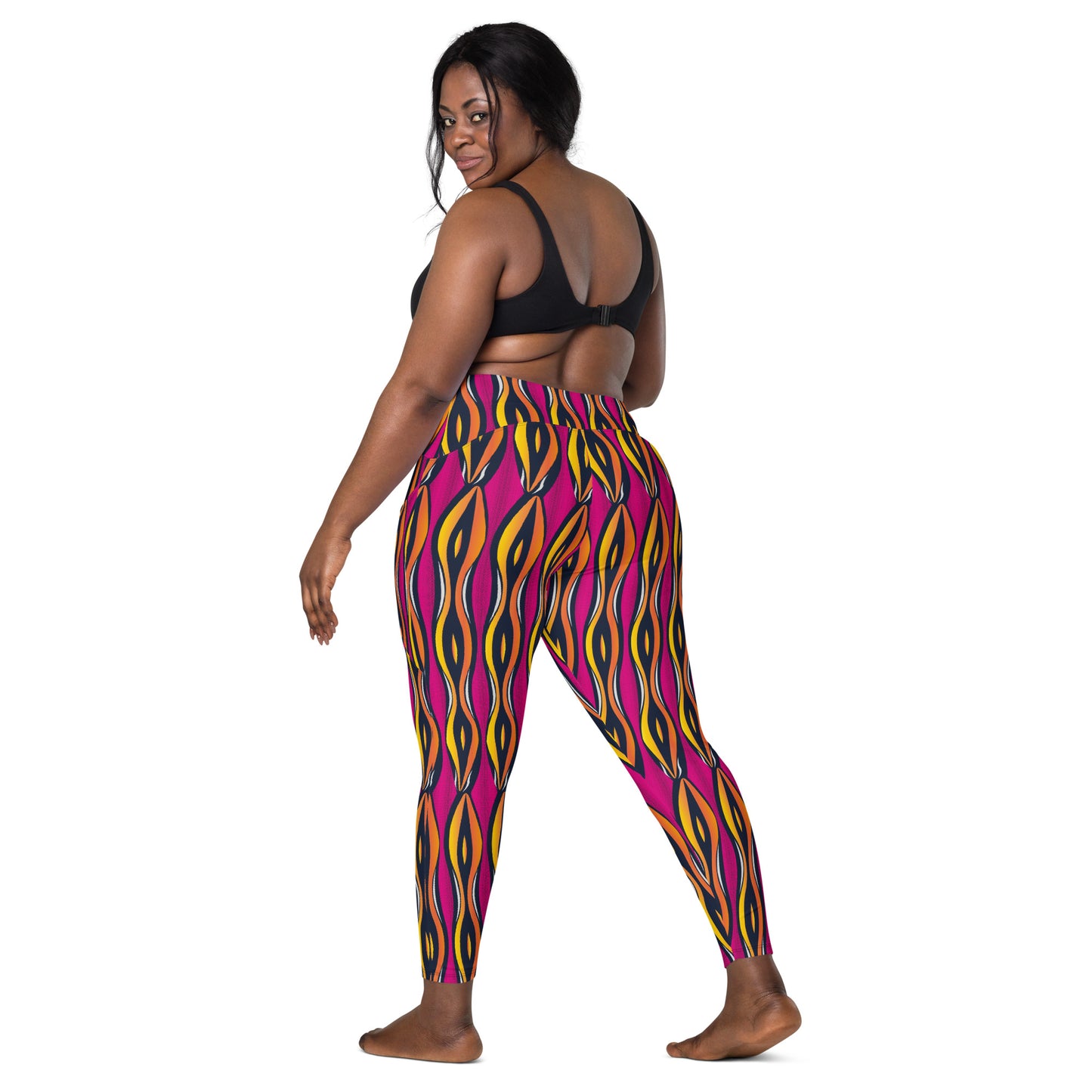 AfriBix Shakara Ankara High Waist Leggings with pockets - Pink