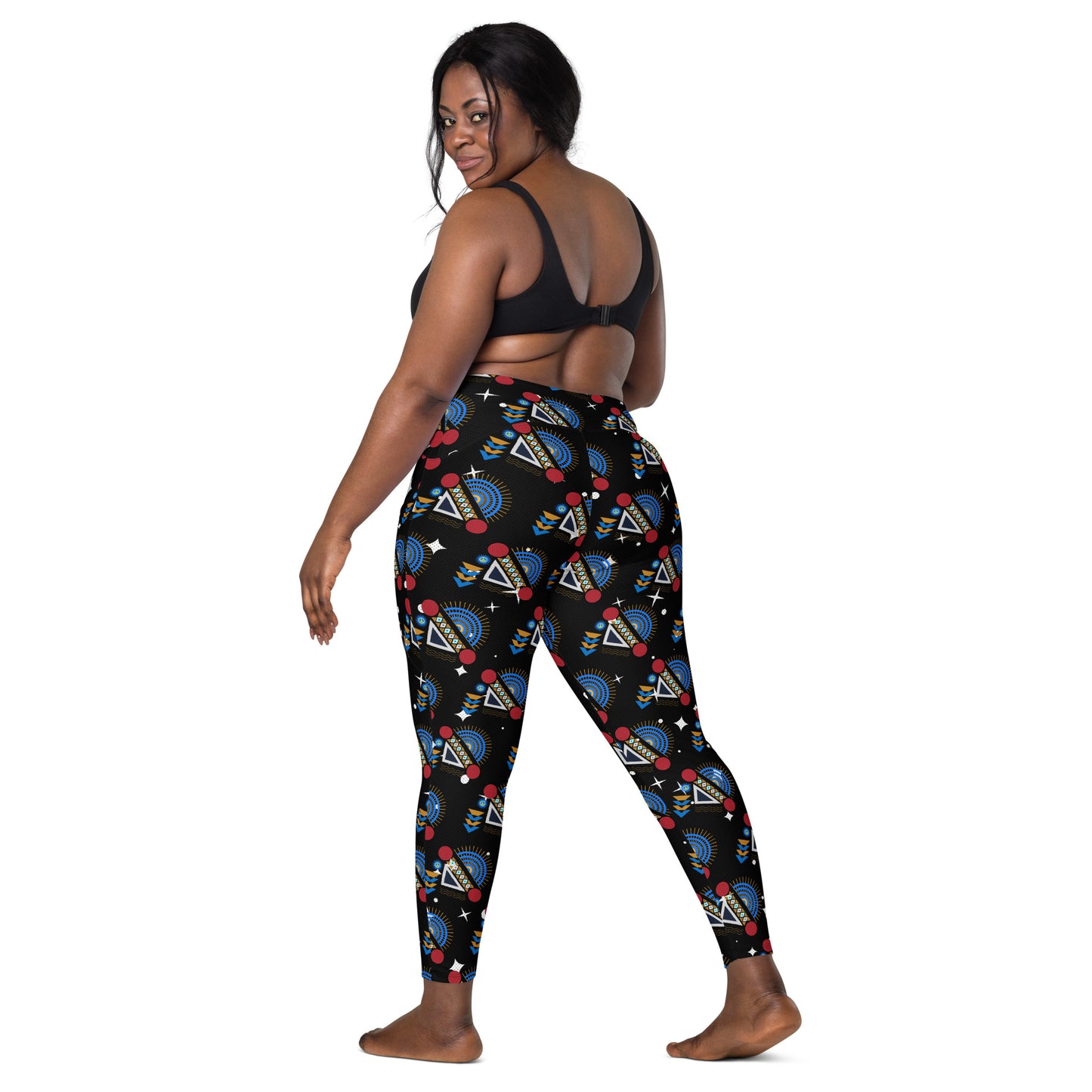 AfriBix Yanga Ankara High Waist Leggings with pockets - Black