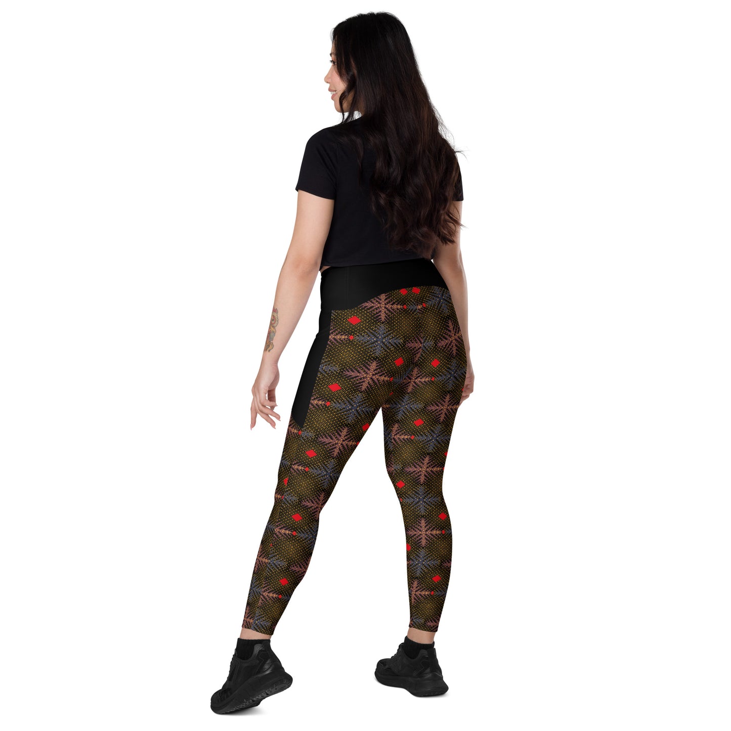 AfriBix Ankara High-Waist Leggings with pockets - Black
