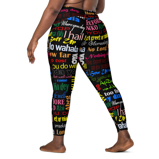 AfriBix Pidgin Print High-waist Leggings with pockets