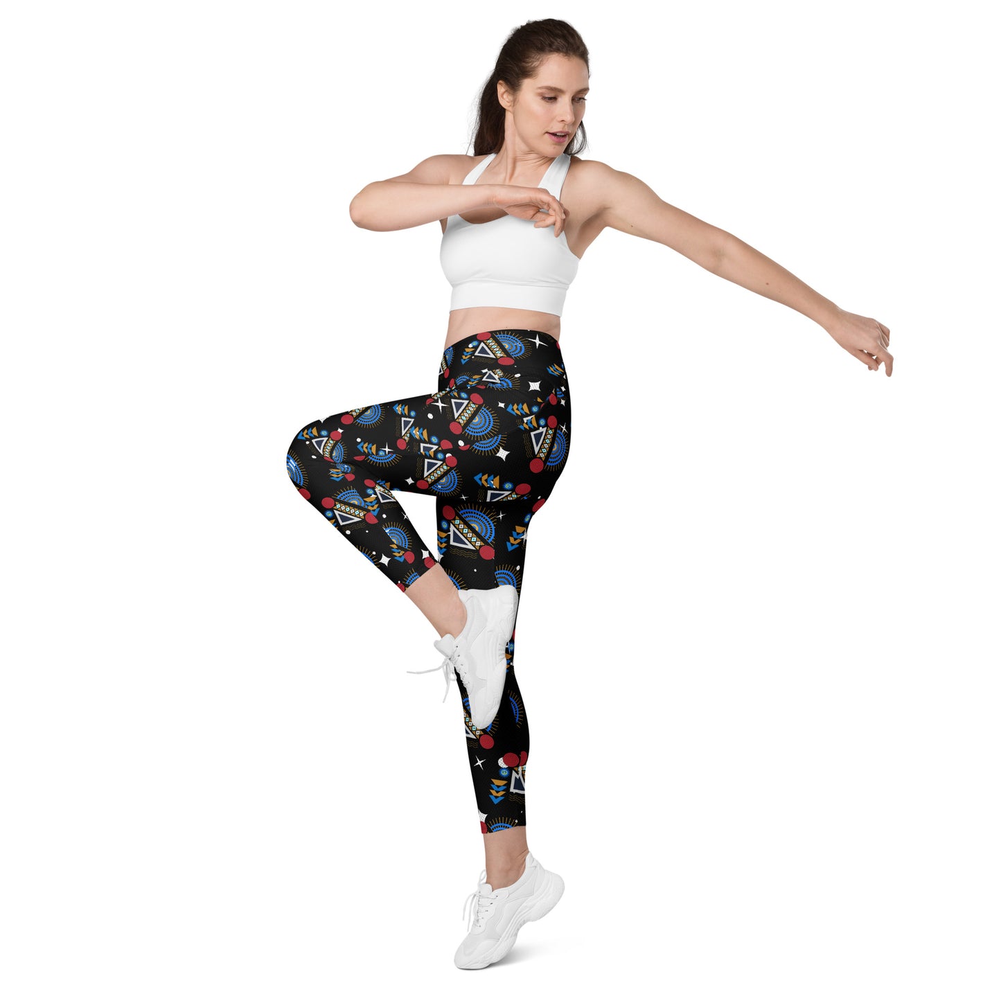 AfriBix Yanga Ankara High Waist Leggings with pockets - Black