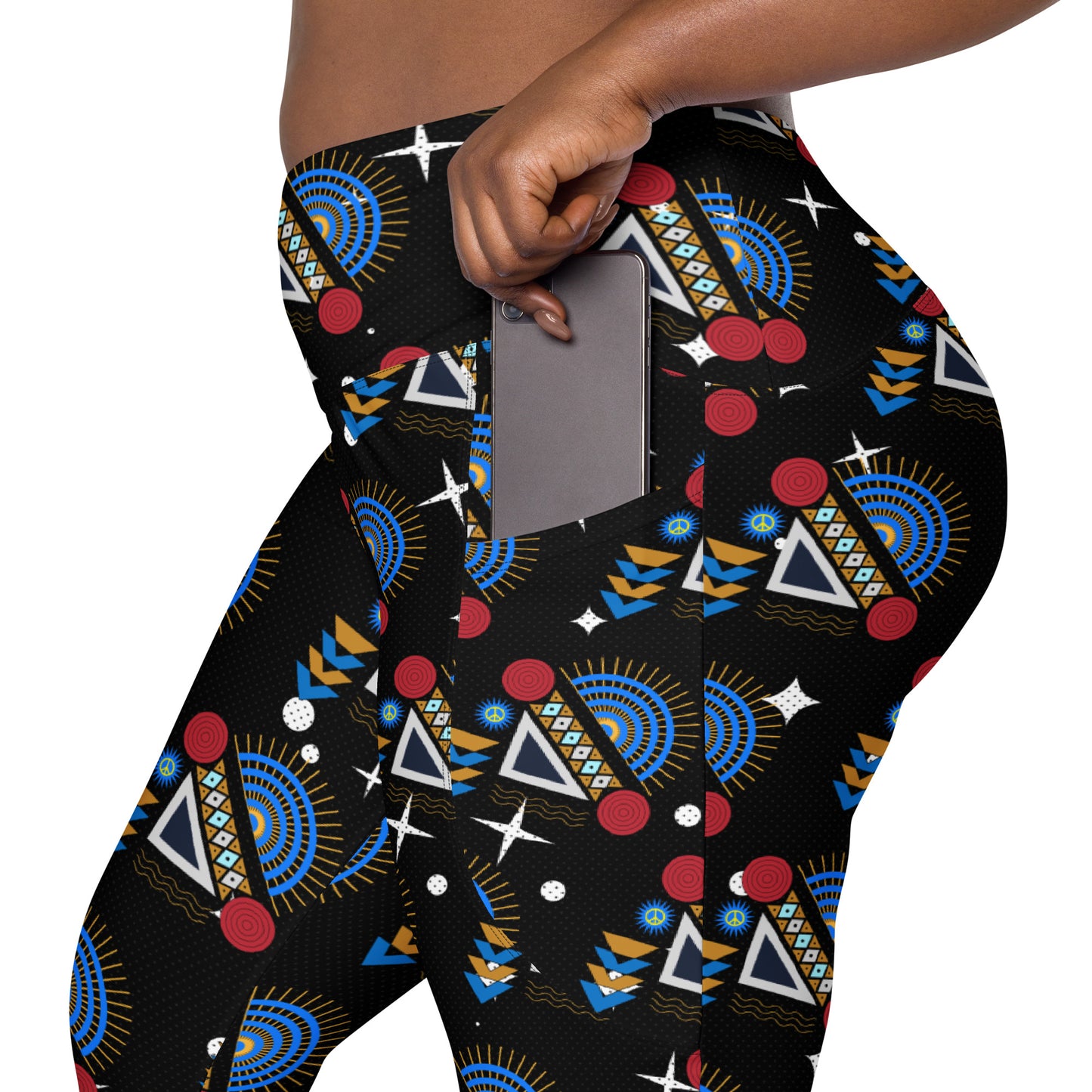 AfriBix Yanga Ankara High Waist Leggings with pockets - Black