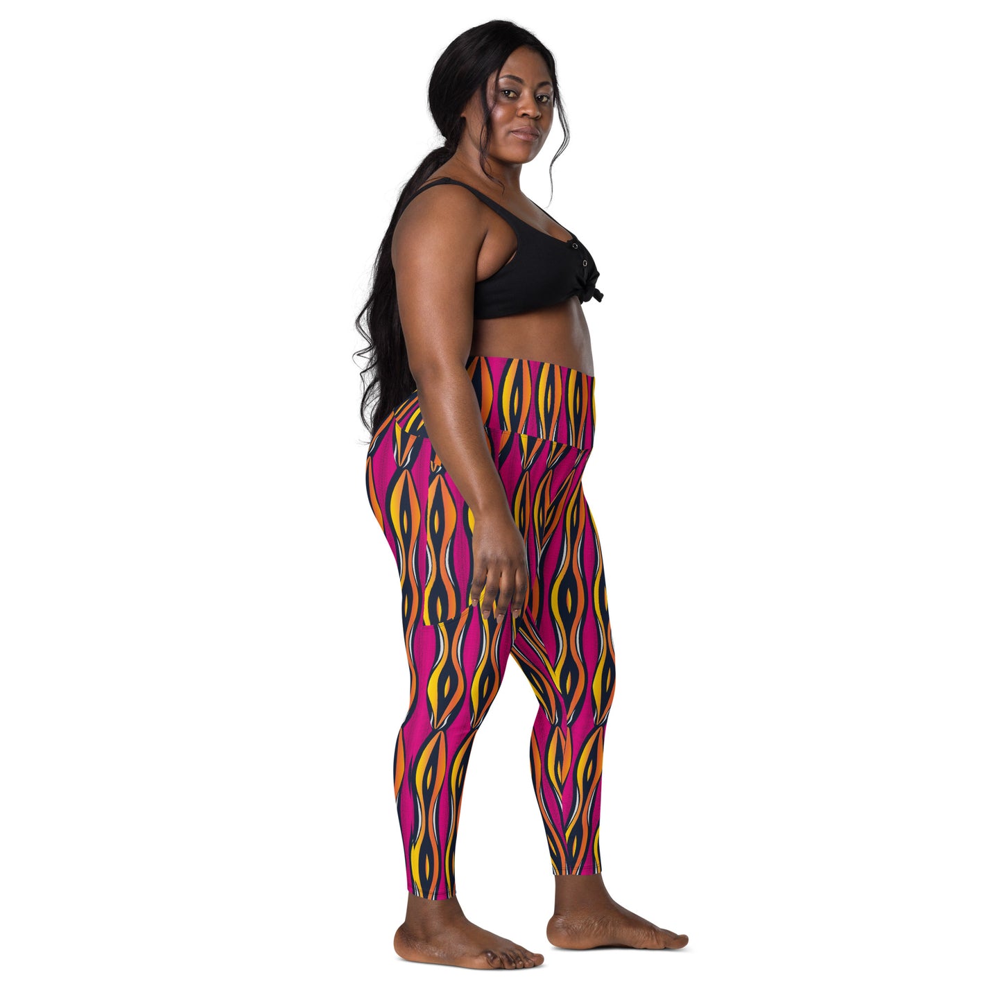 AfriBix Shakara Ankara High Waist Leggings with pockets - Pink